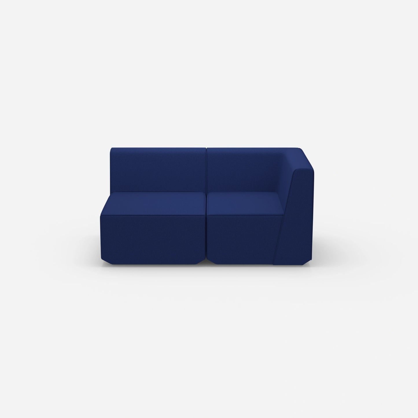 Blaues Zweisitzer Sofa von vorne