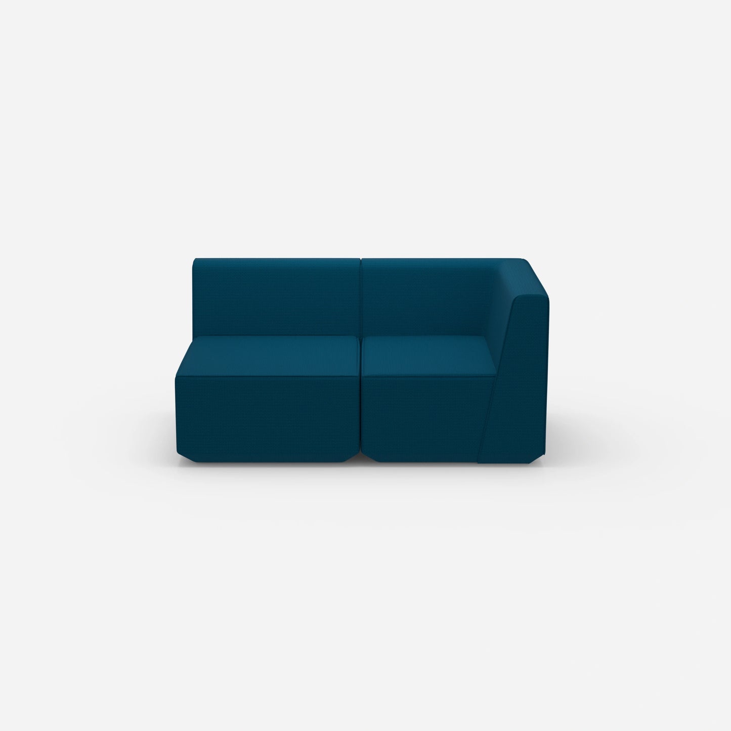 Blaues Zweisitzer Sofa von vorne