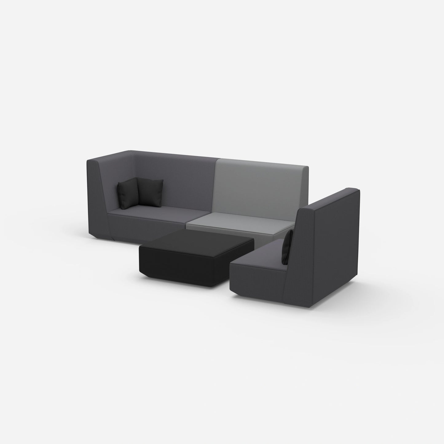 Dreisitzer Sofa mit Sessel von der Seite