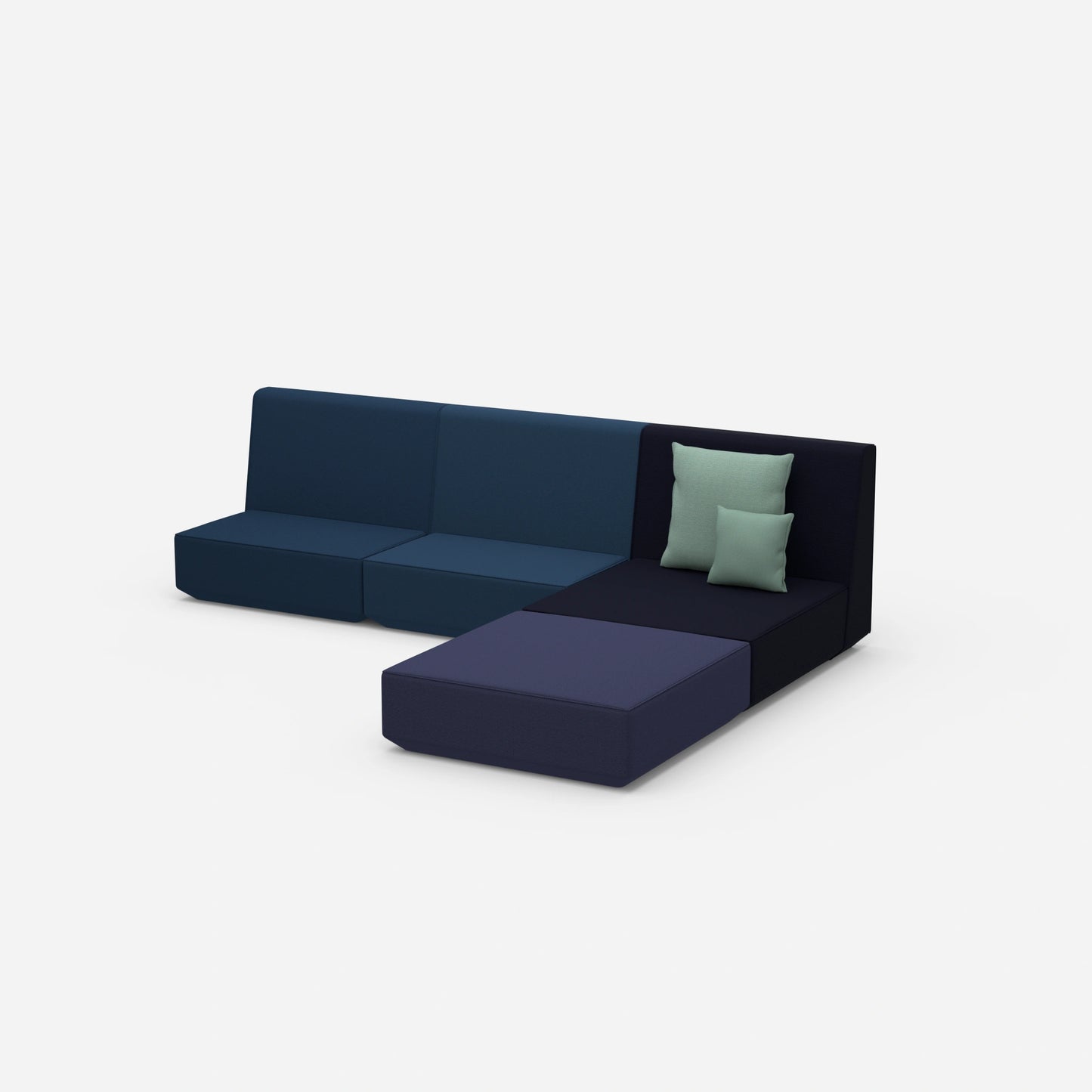 Eckcouch mit hoher Lehne von der Seite