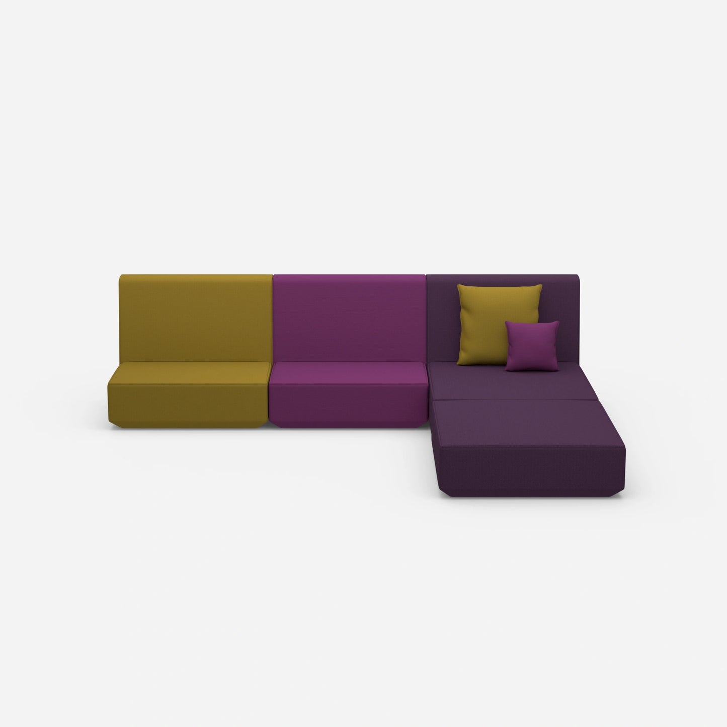 Eckcouch mit hoher Lehne von vorne