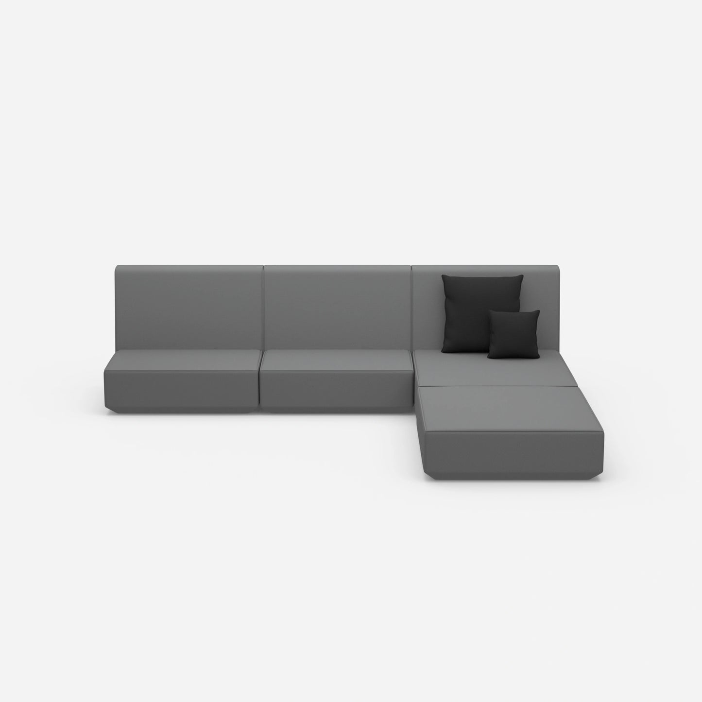 Eckcouch mit hoher Lehne von vorne