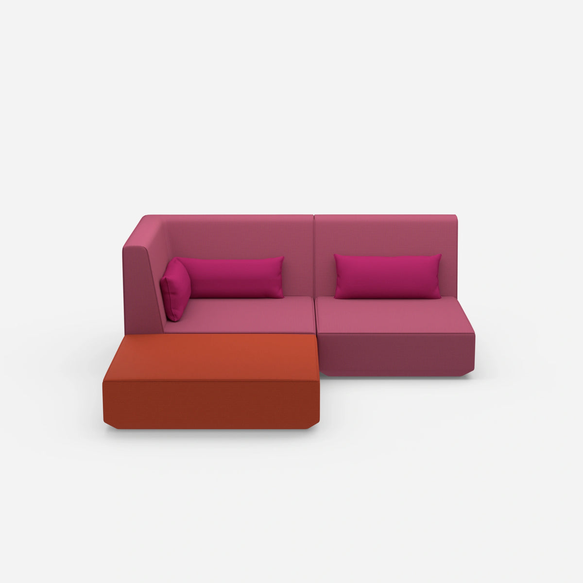 Ecksofa mit tiefer Sitzfläche und hoher Rückenlehne
