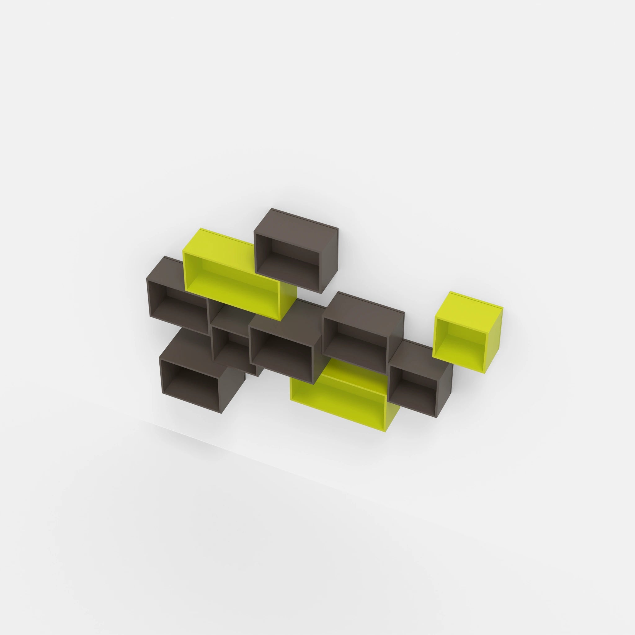 Wall-mounted shelving 164 cm wide in gray & green - RK092