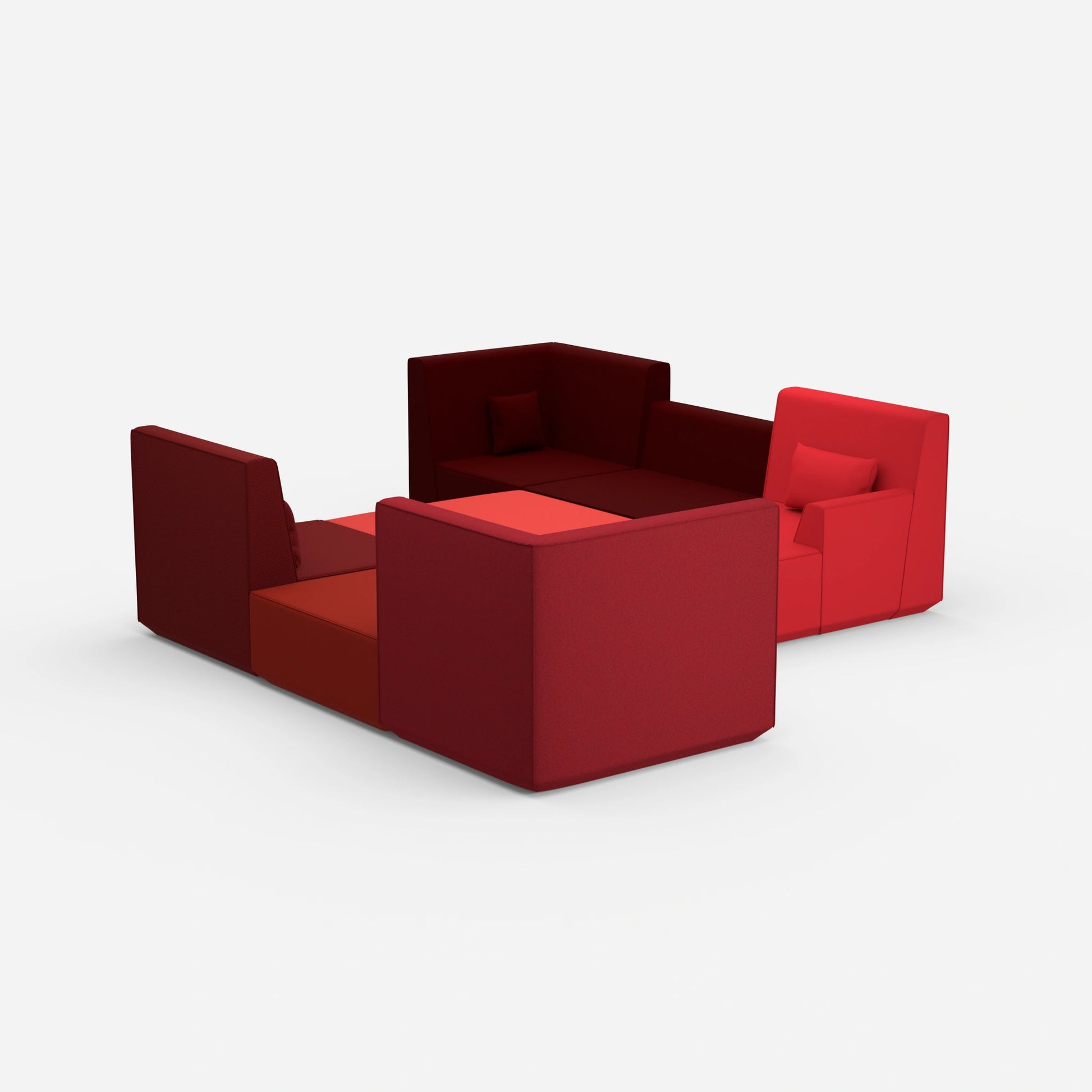 Individuelle, großzügige Sofalandschaft von hinten