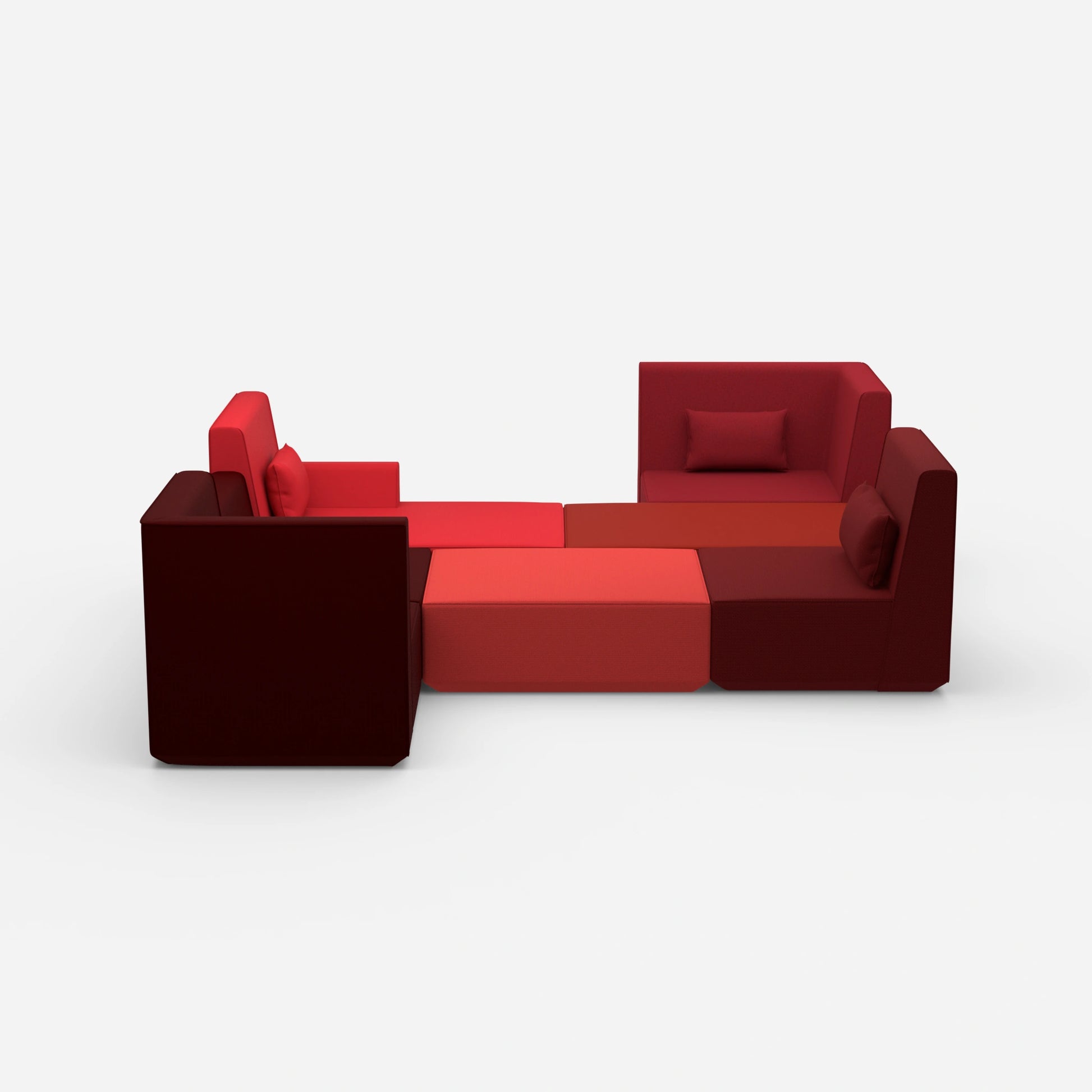 Individuelle, großzügige Sofalandschaft von vorne