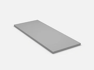 A flat, rectangular 3D model of a gray apartment building for a modular sofa system on a white background.