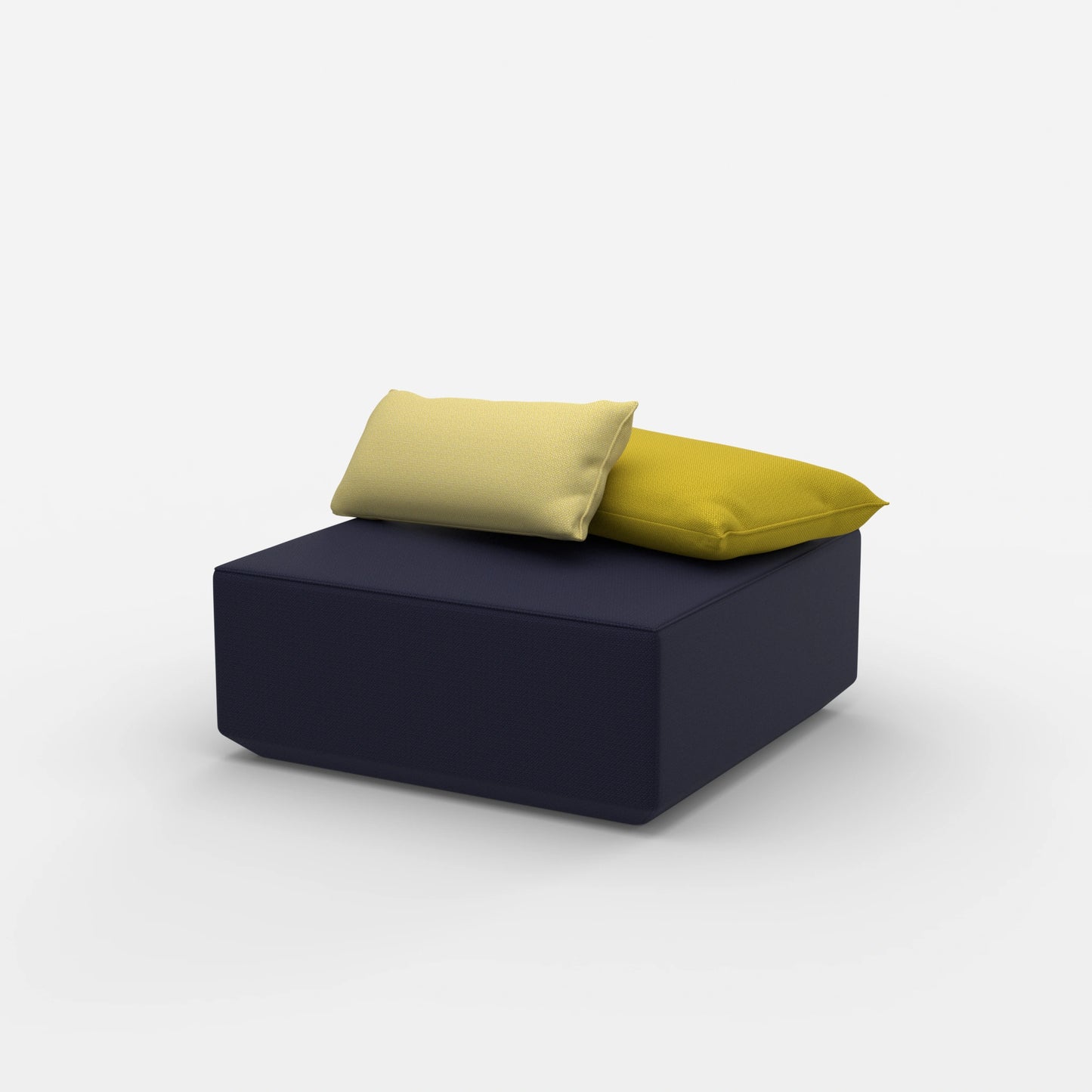 Moderner Pouf viereckig von der Seite