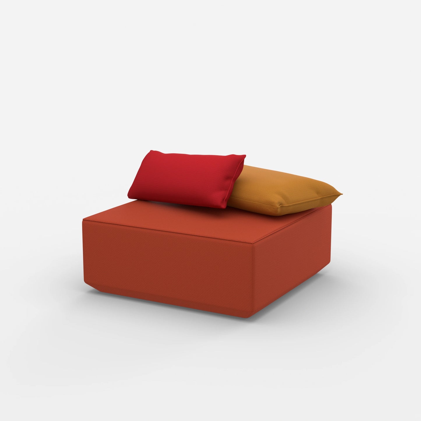 Moderner Pouf viereckig von der Seite