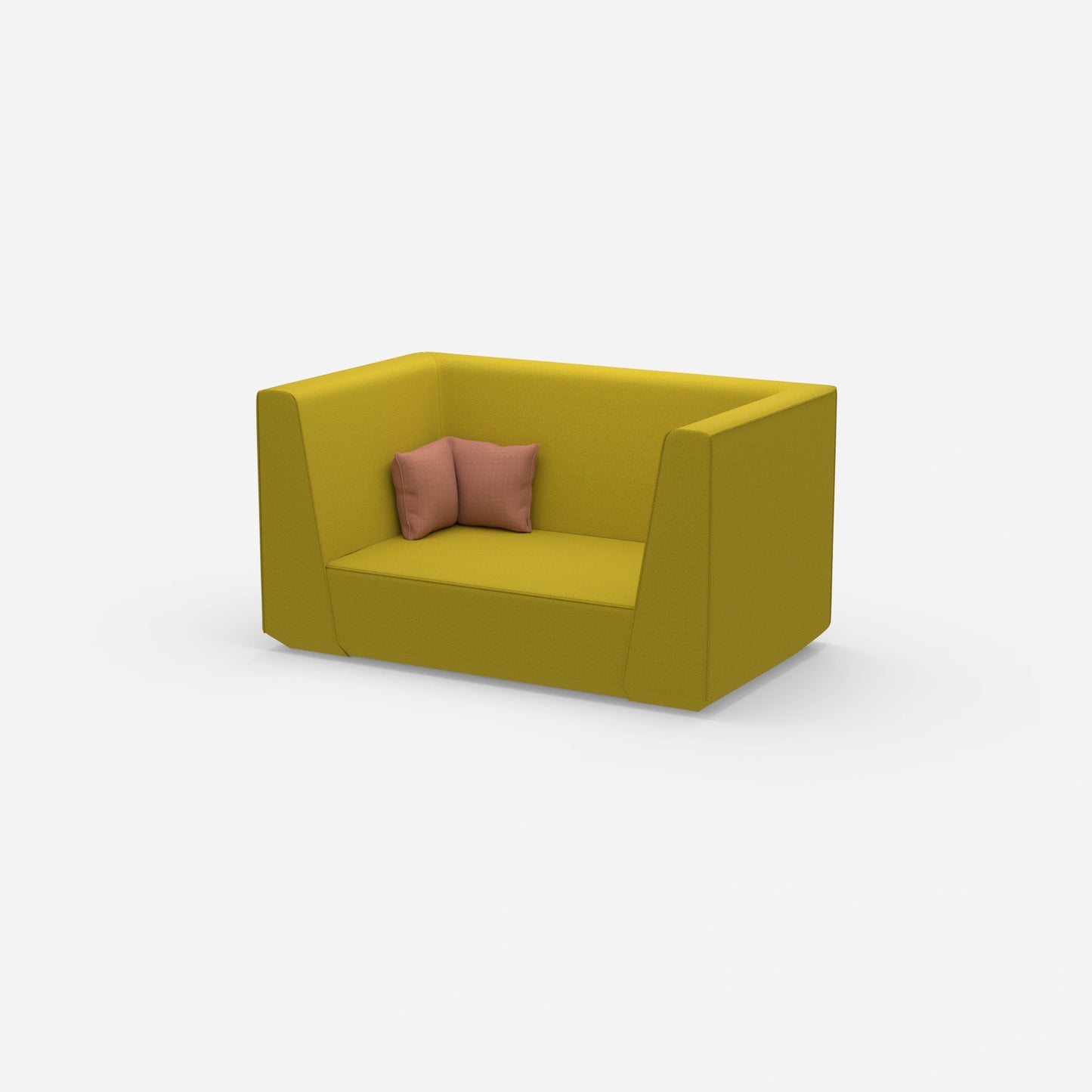 Modernes Zweisitzer Sofa mit hohem Rücken von der Seite