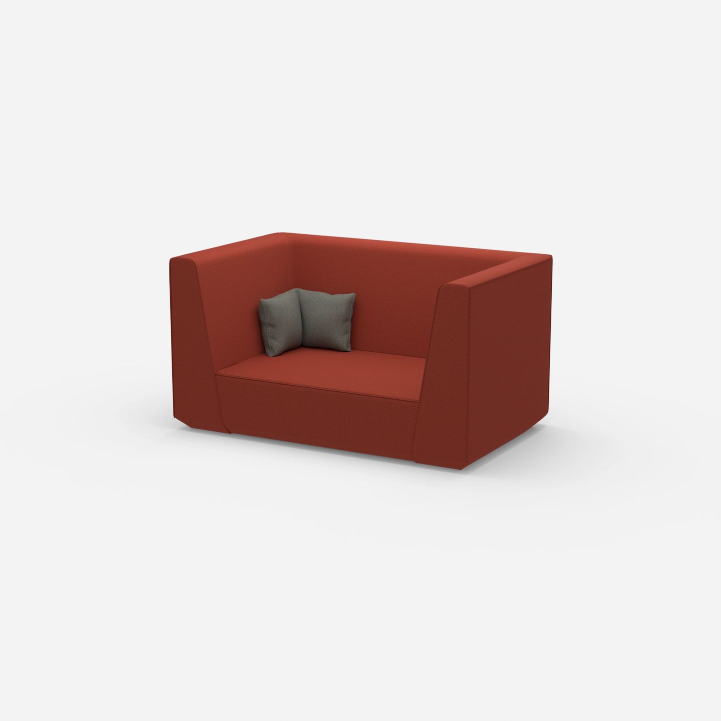 Modernes Zweisitzer Sofa mit hohem Rücken von der Seite