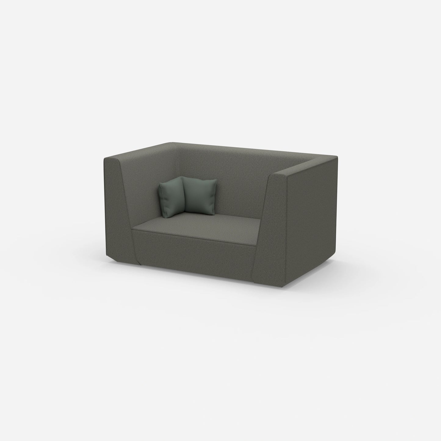 Modernes Zweisitzer Sofa mit hohem Rücken von der Seite