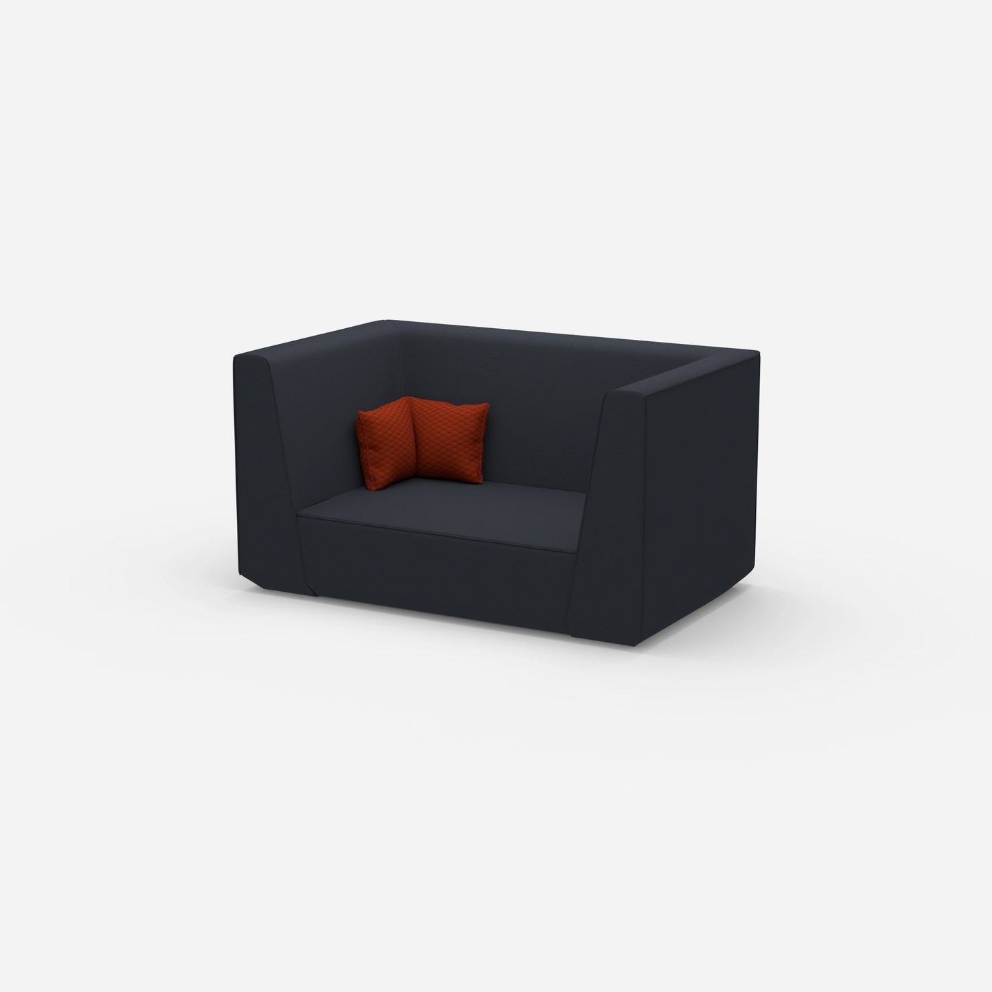 Modernes Zweisitzer Sofa mit hohem Rücken von der Seite