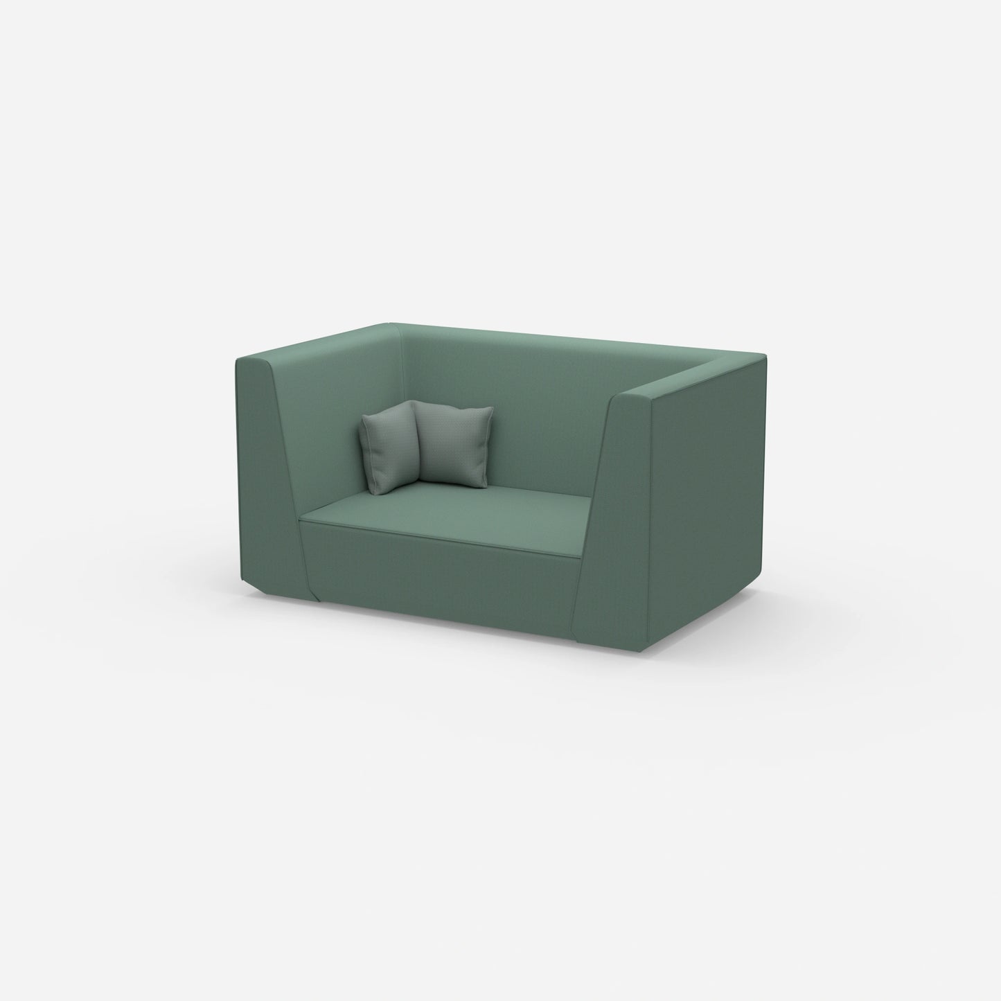 Modernes Zweisitzer Sofa mit hohem Rücken von der Seite