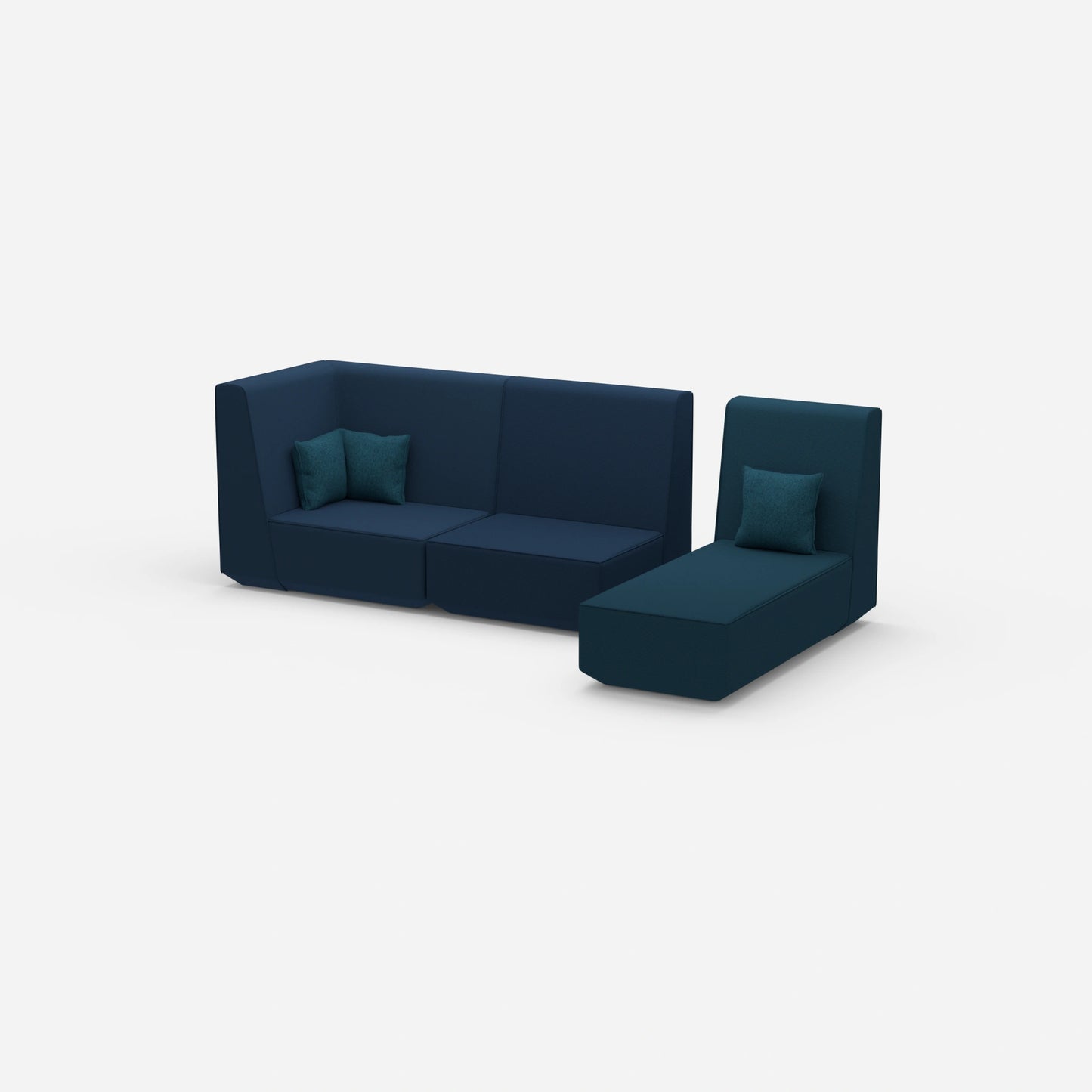Modulares 2er Sofa mit Recamiere von der Seite