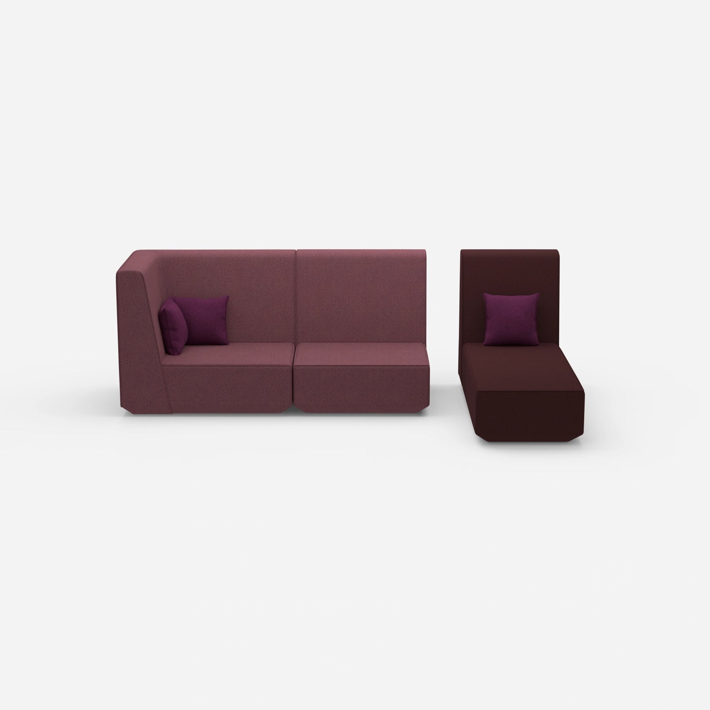 Modulares 2er Sofa mit Recamiere von vorne
