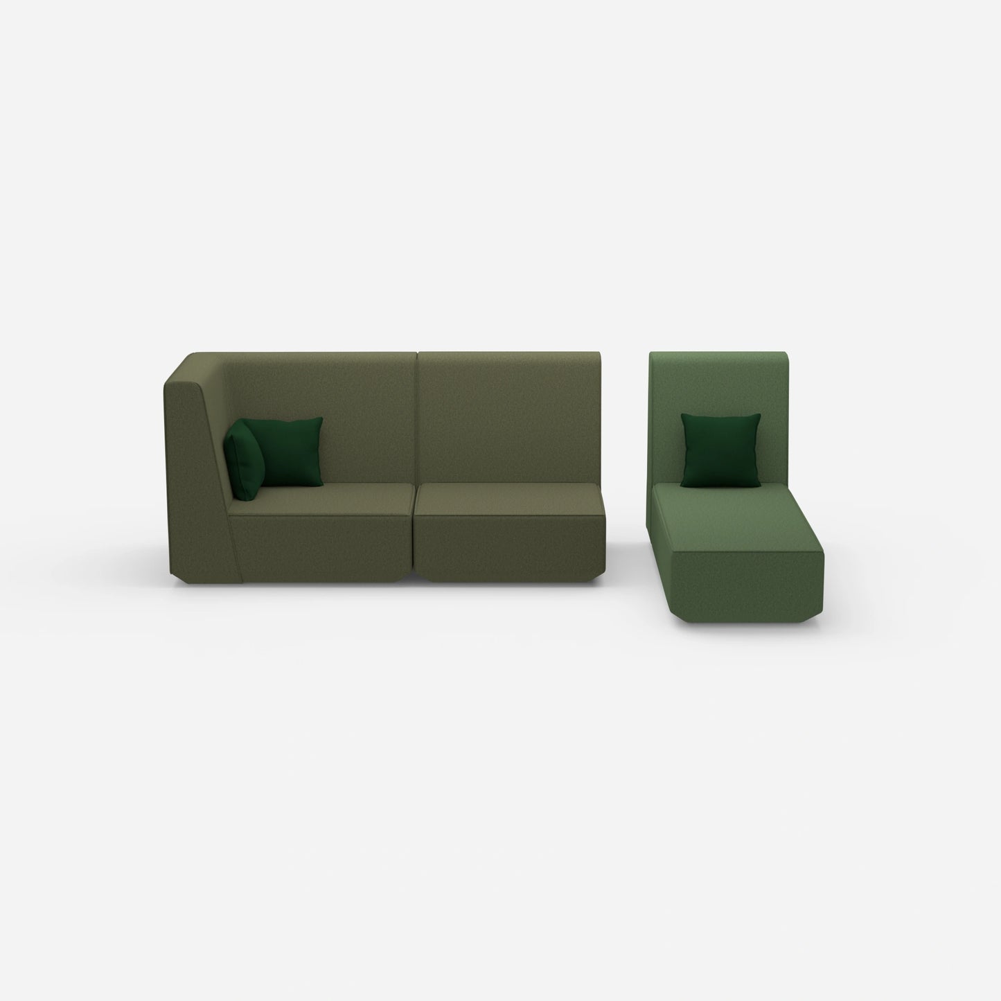 Modulares 2er Sofa mit Recamiere von vorne