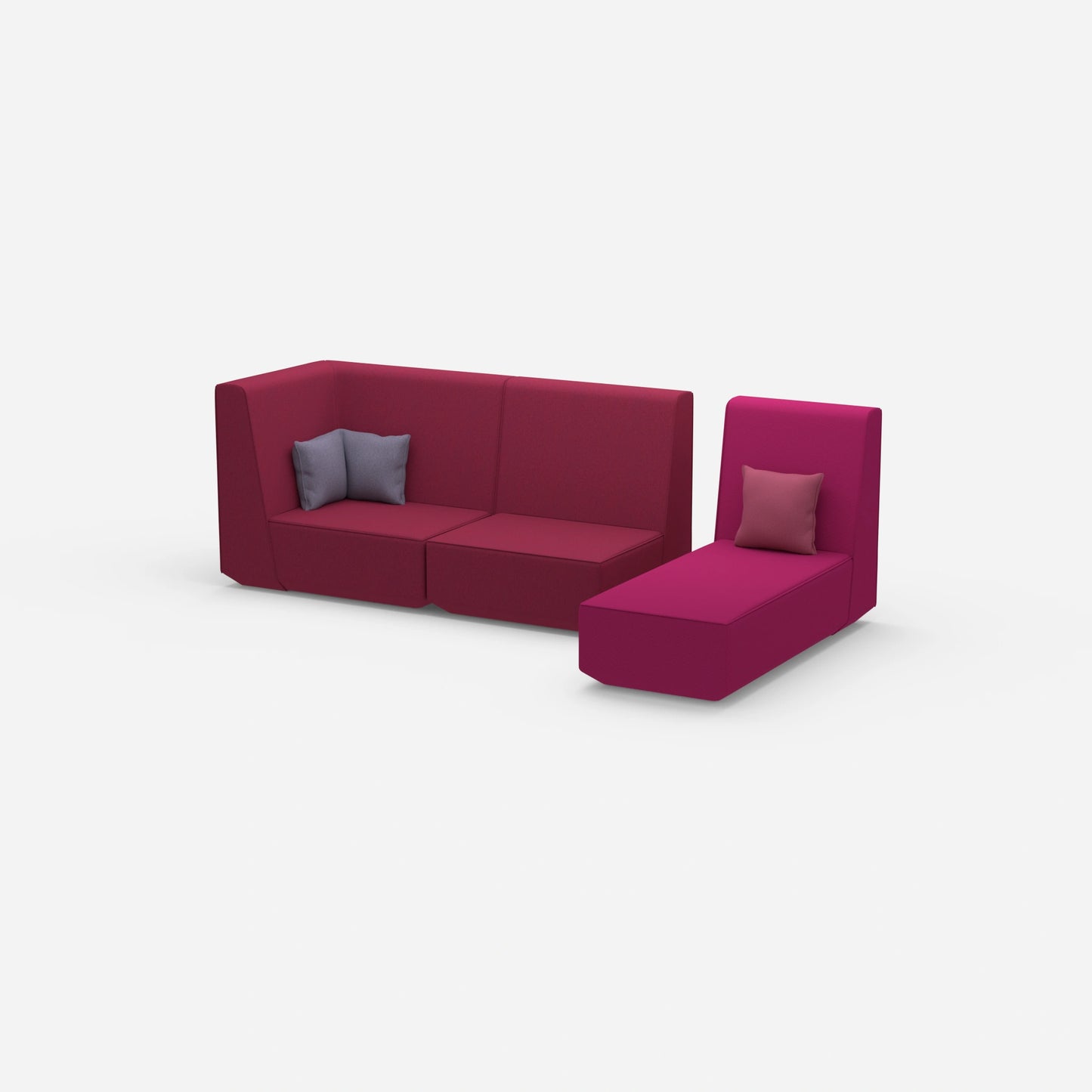 Modulares 2er Sofa mit Recamiere von der Seite