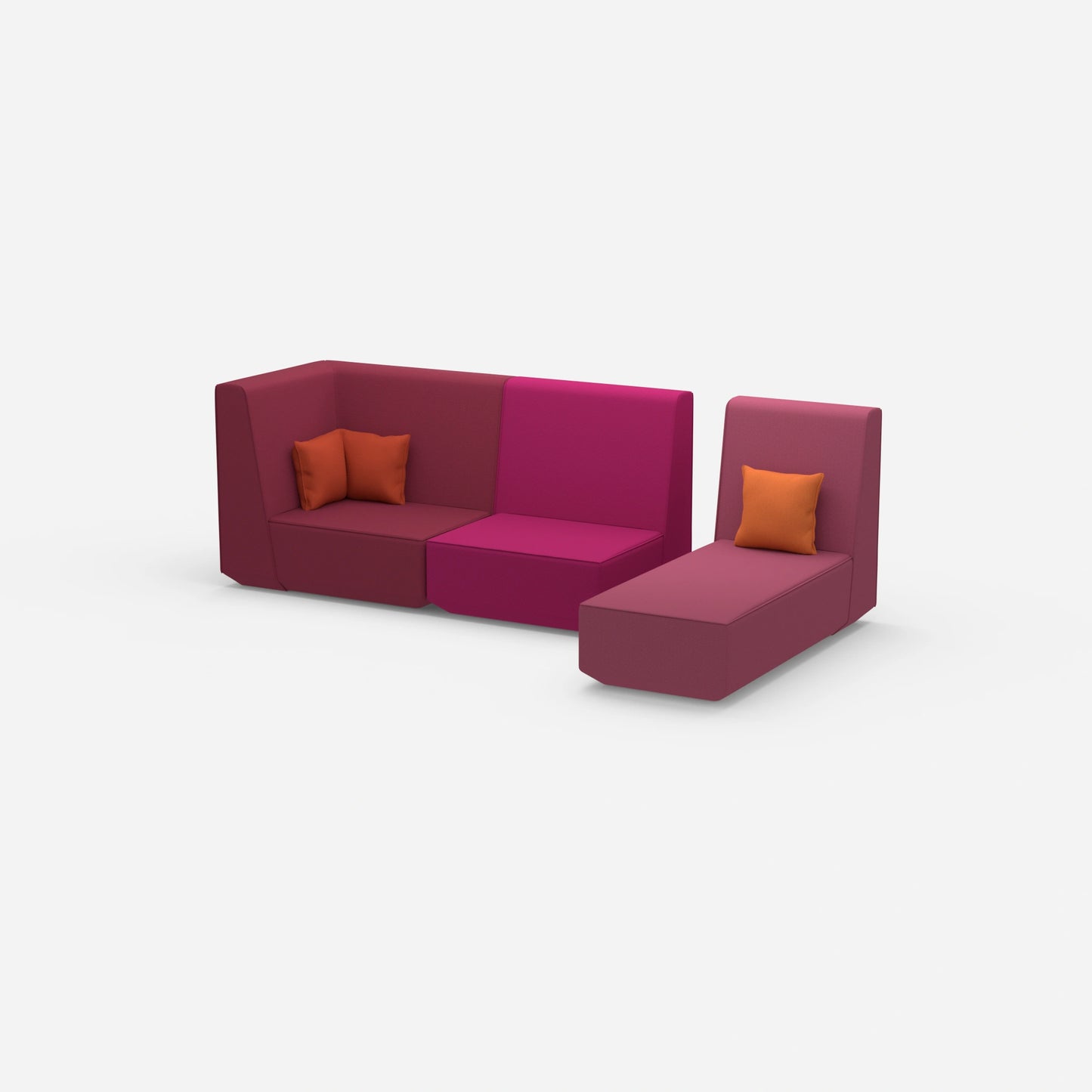 Modulares 2er Sofa mit Recamiere von der Seite