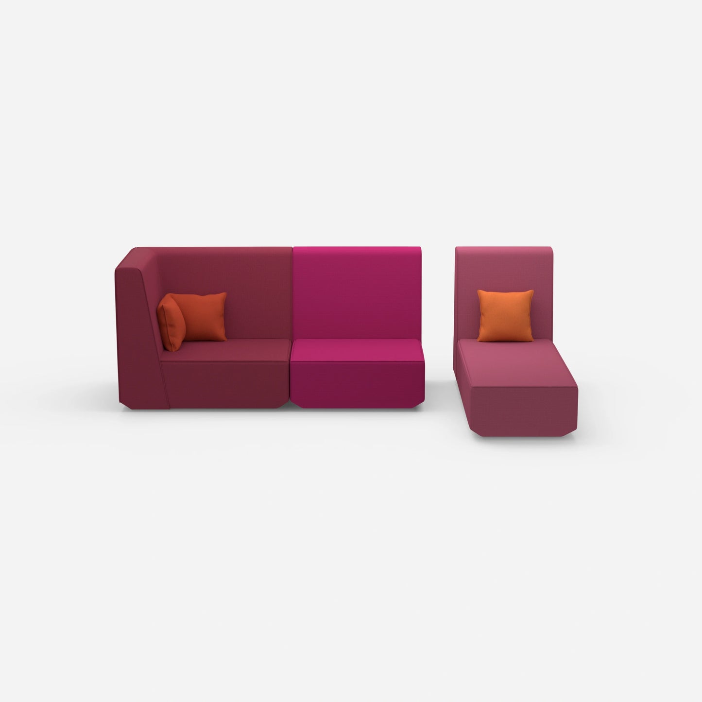 Modulares 2er Sofa mit Recamiere von vorne