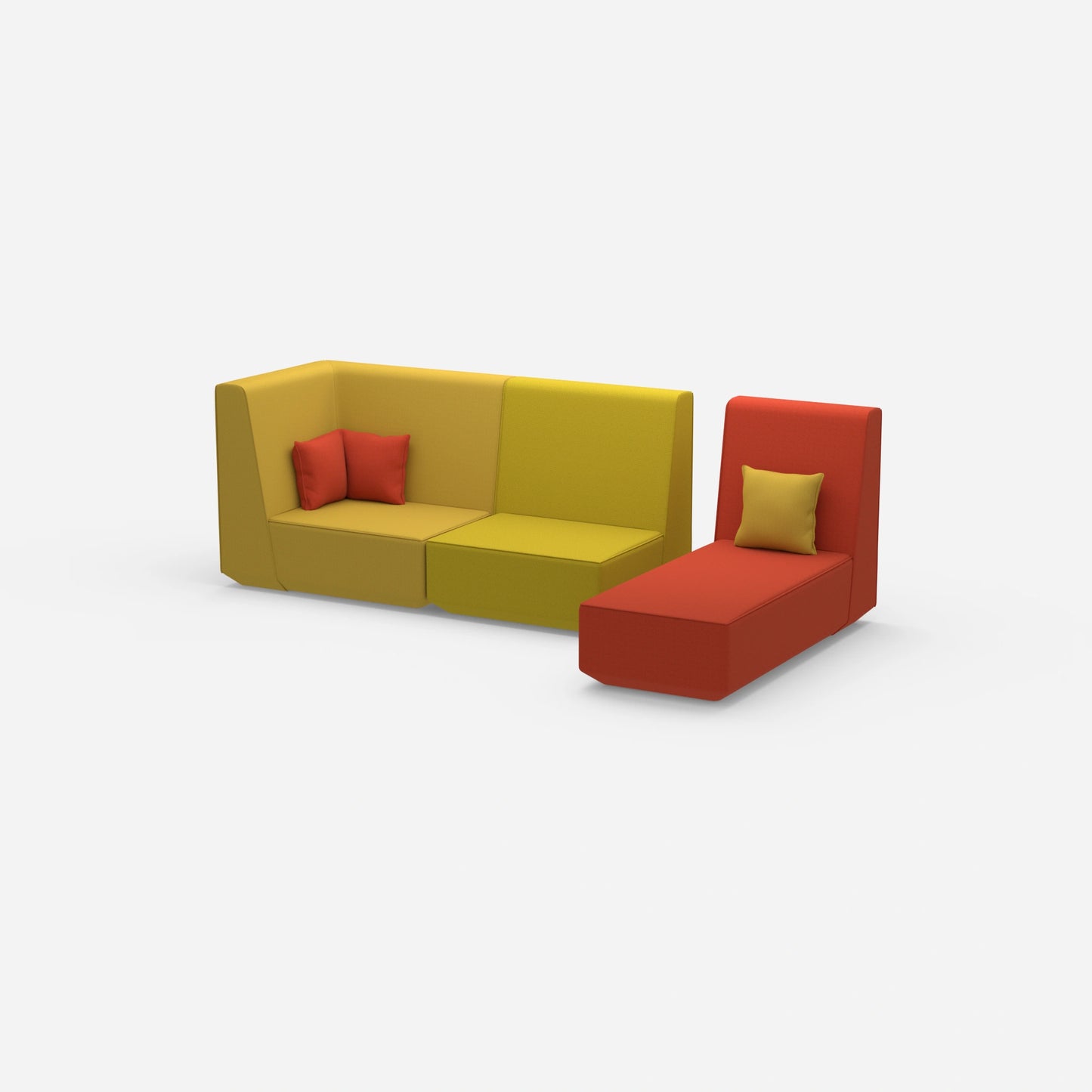 Modulares 2er Sofa mit Recamiere von der Seite