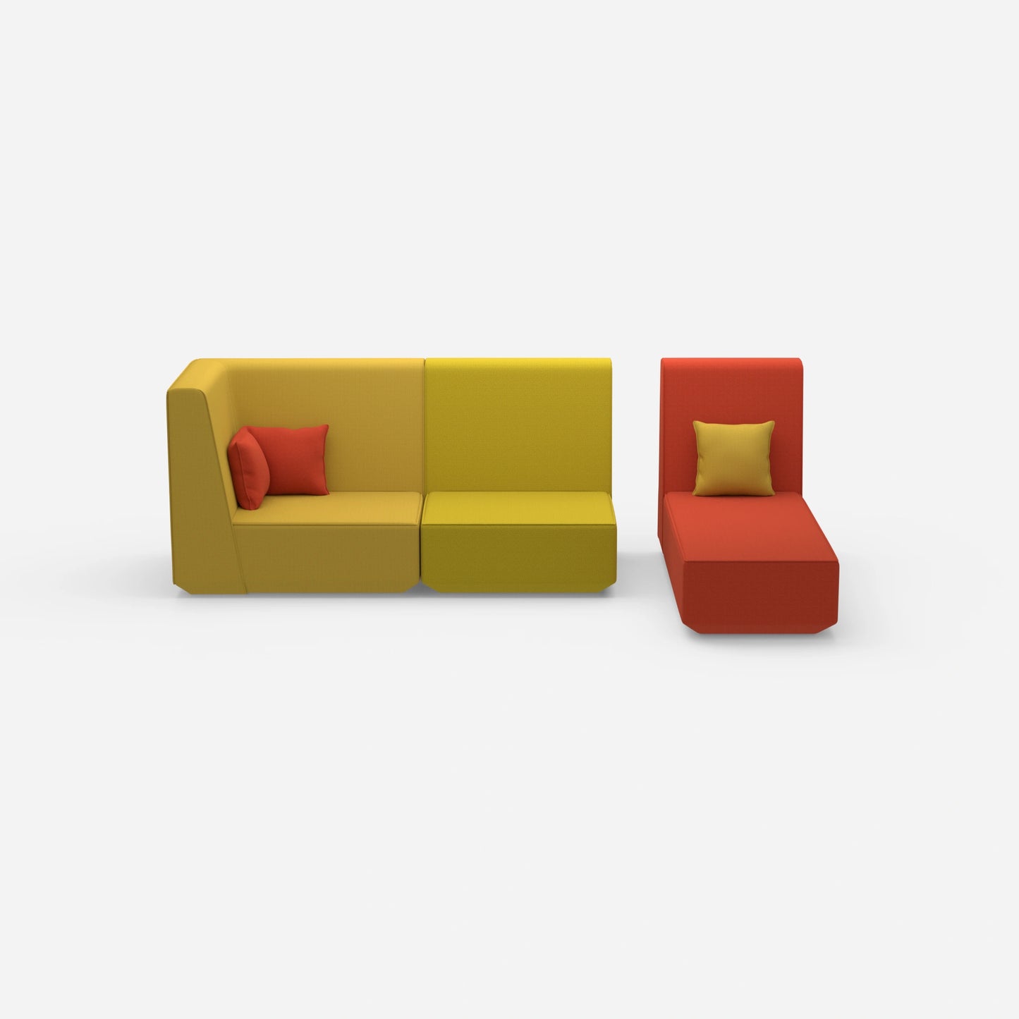 Modulares 2er Sofa mit Recamiere von vorne