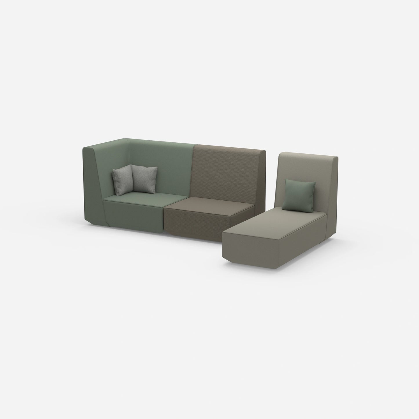 Modulares 2er Sofa mit Recamiere von der Seite
