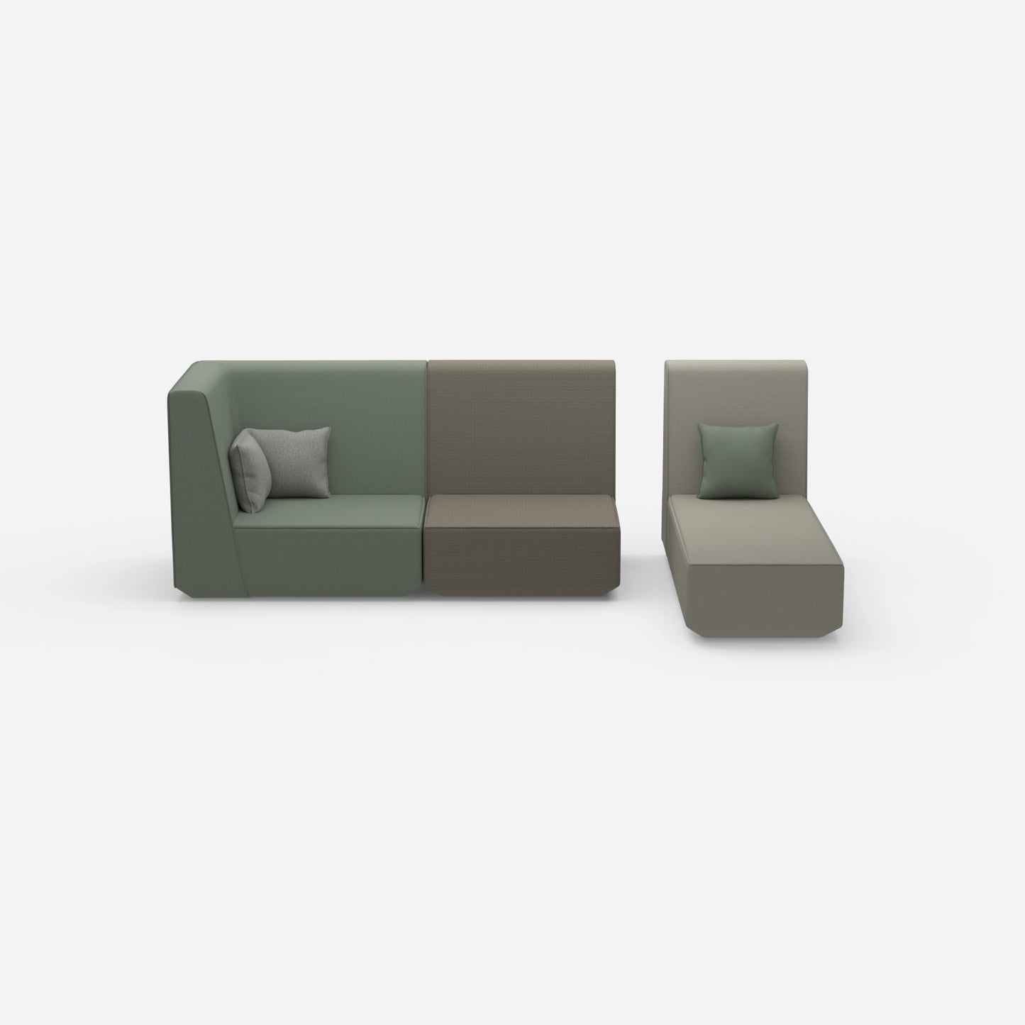 Modulares 2er Sofa mit Recamiere von vorne
