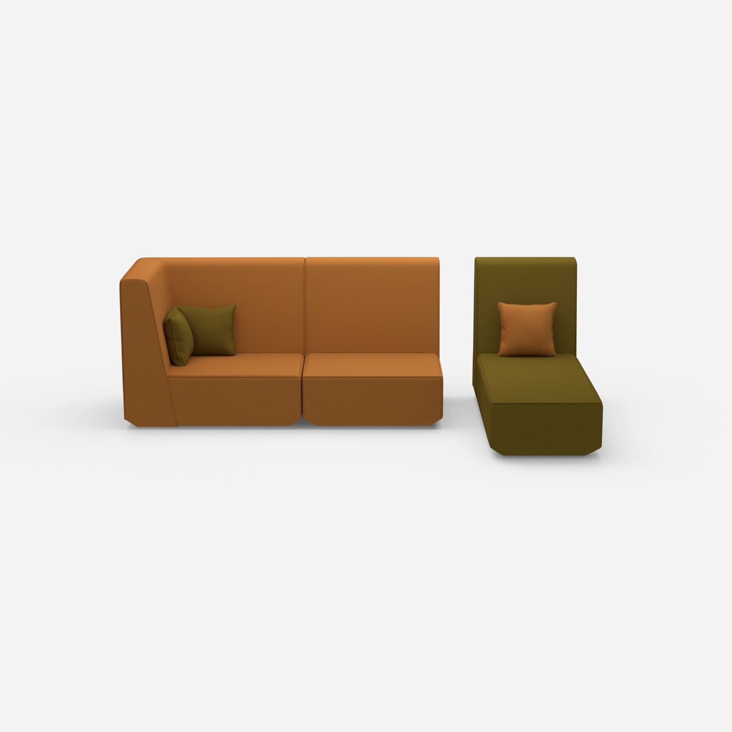 Modulares 2er Sofa mit Recamiere von vorne