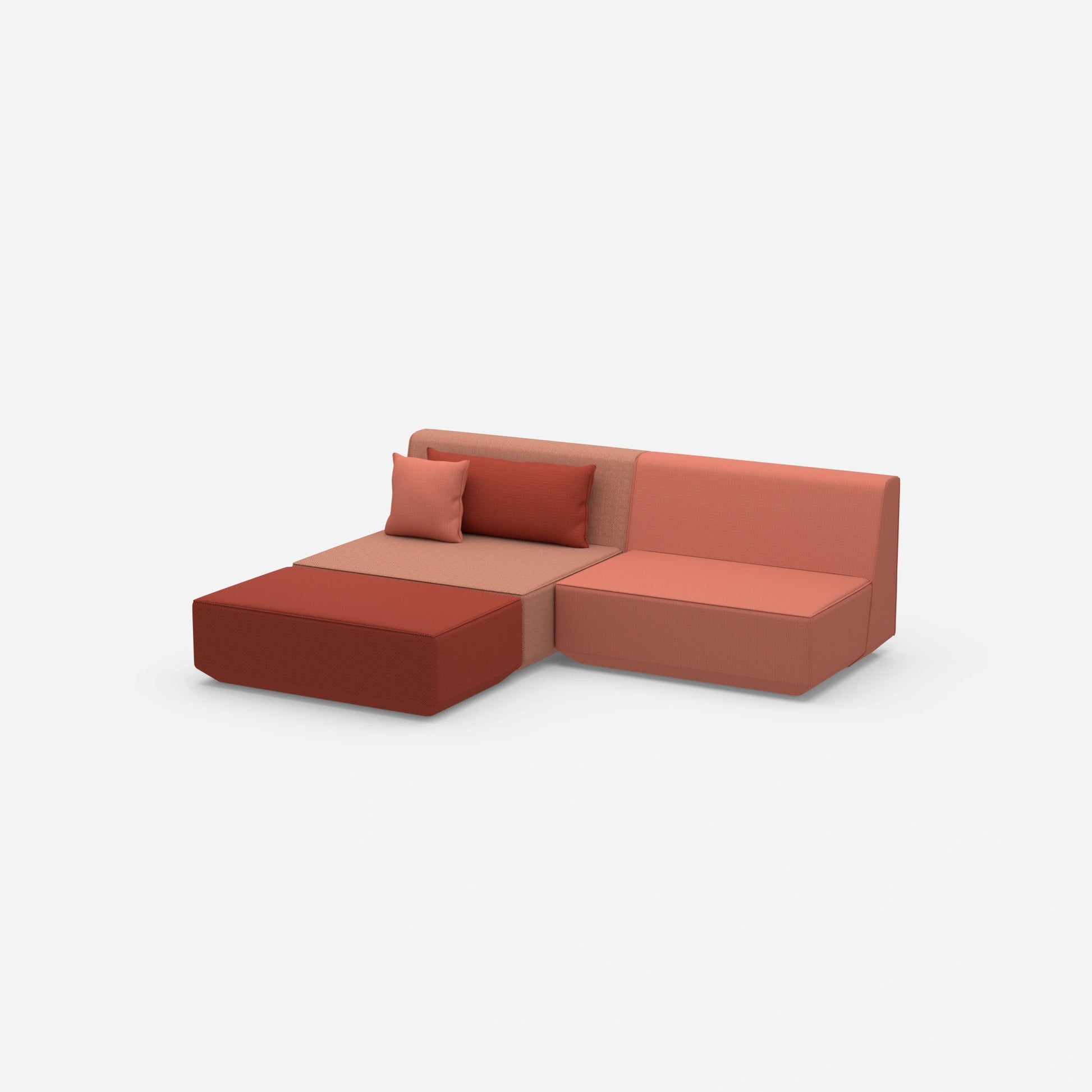 Modular corner sofa without armrests from the side