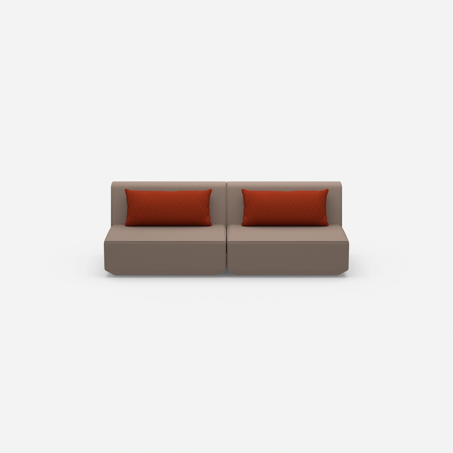 Modulares Sofa 3er in Braun von vorne
