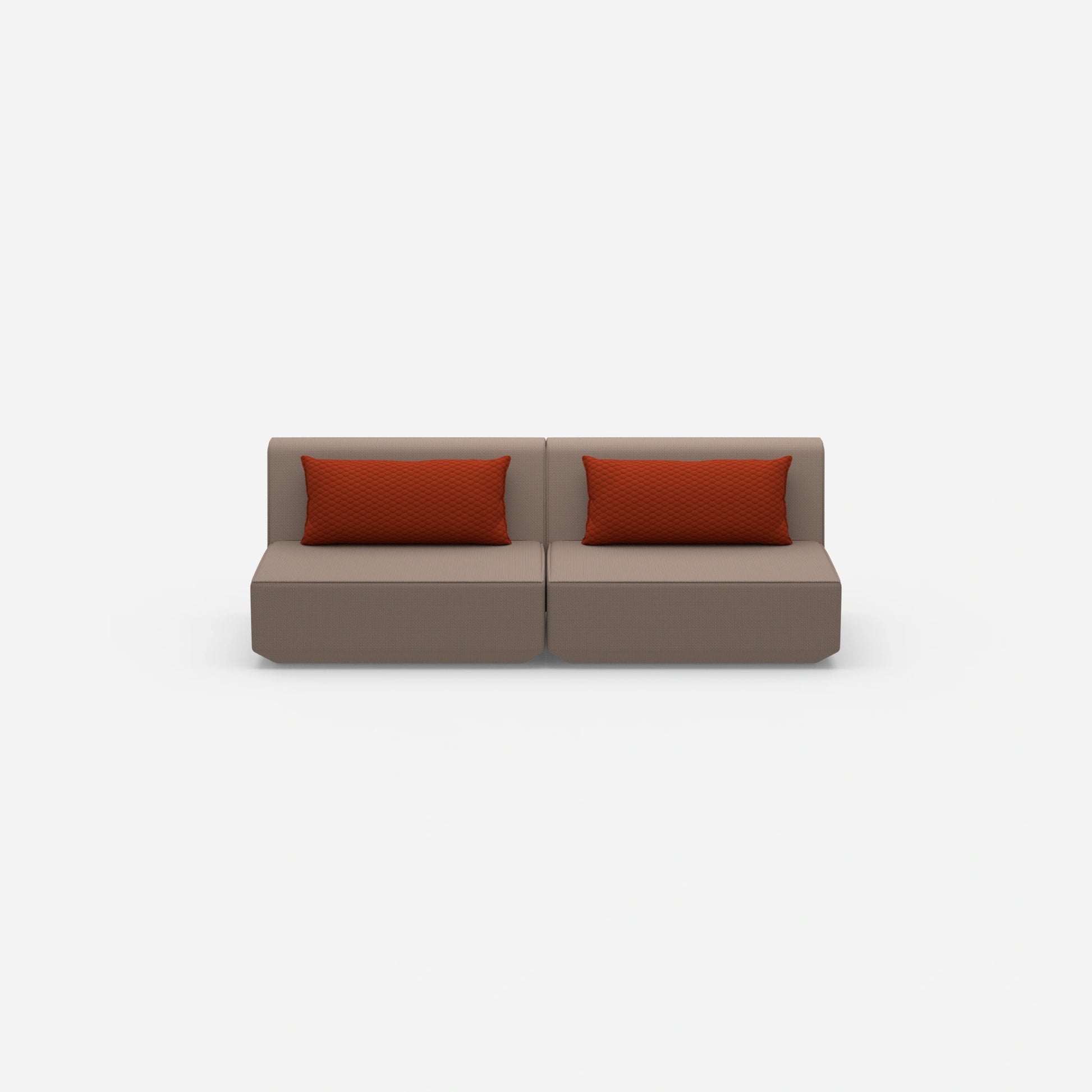 Modulares Sofa 3er in Braun von vorne