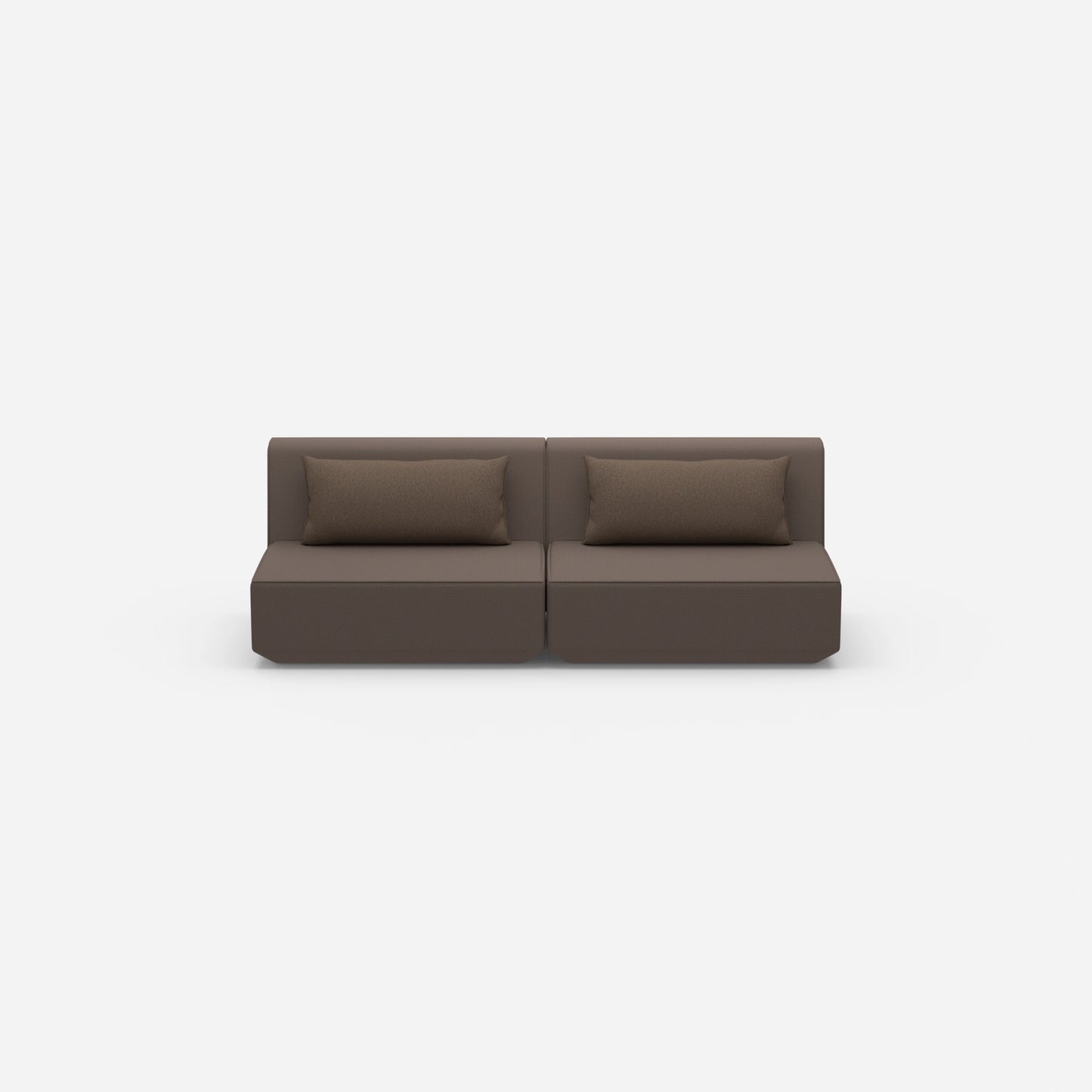 Modulares Sofa 3er in Braun von vorne