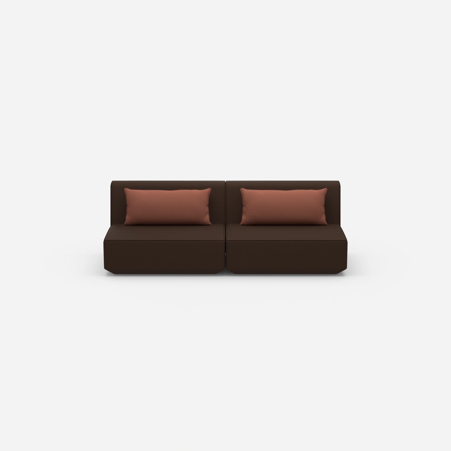 Modulares Sofa 3er in Braun von vorne