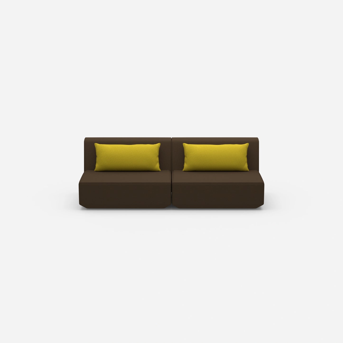 Modulares Sofa 3er in Braun von vorne