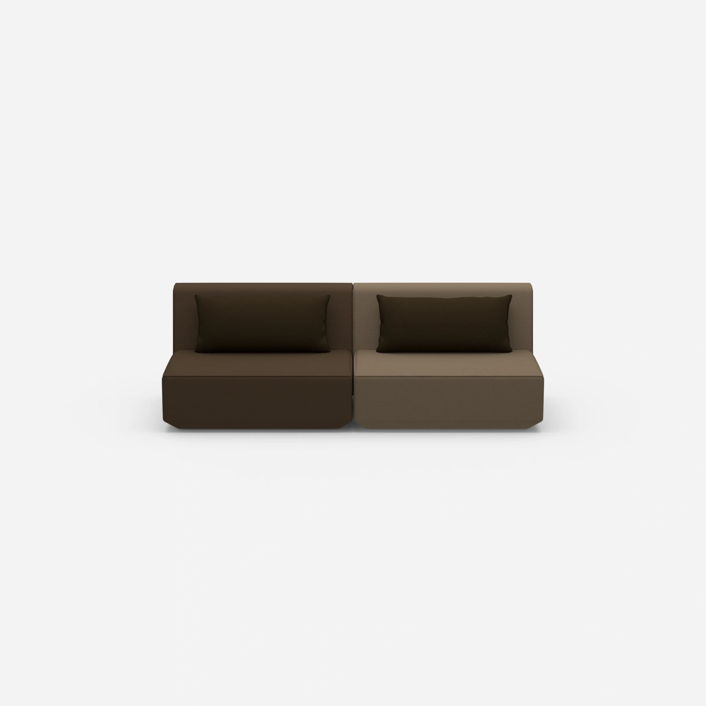 Modulares Sofa 3er in Braun von vorne