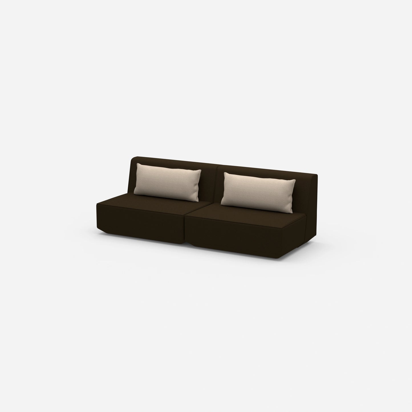 Modulares Sofa 3er in Braun von der Seite