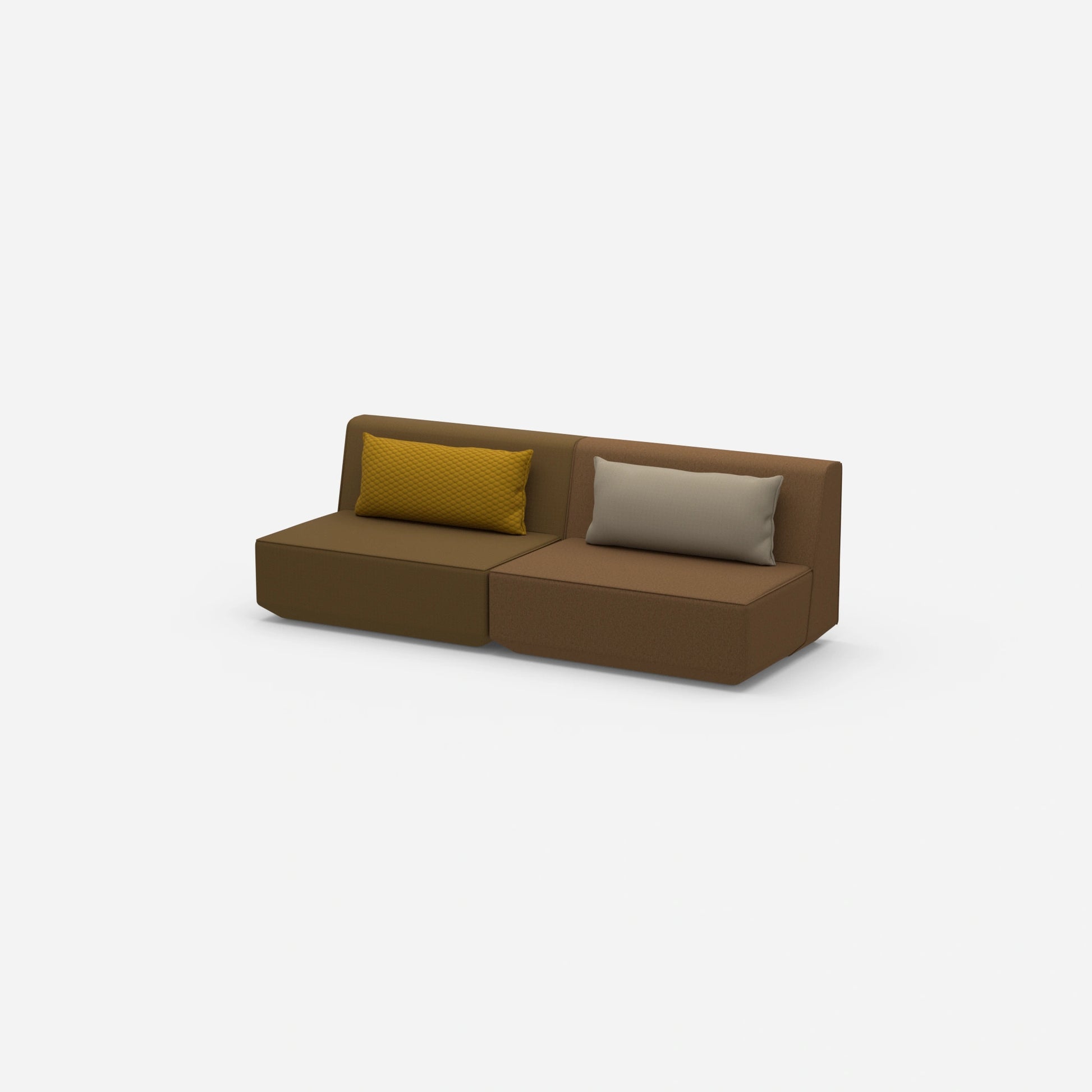 Modulares Sofa 3er in Braun von der Seite