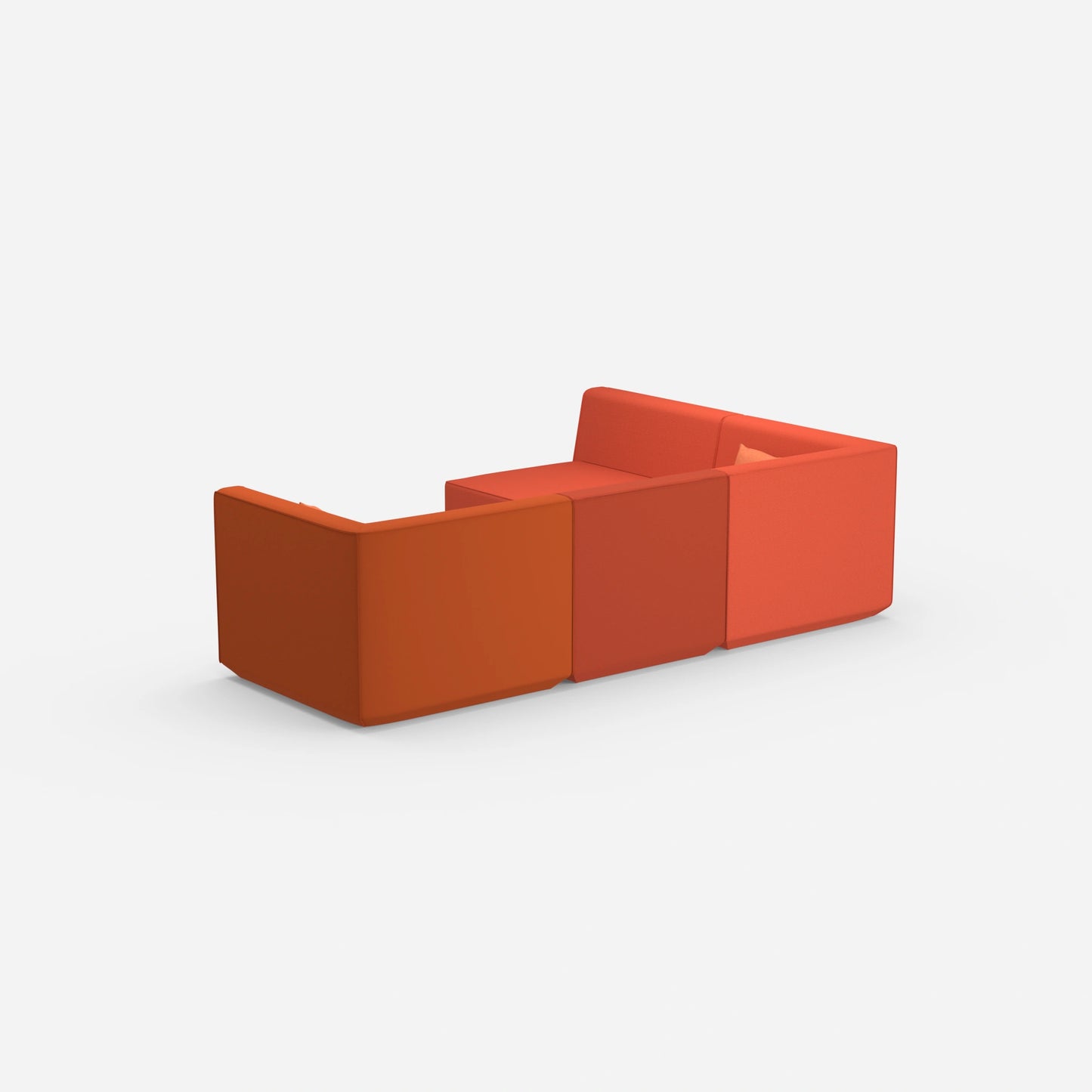 Modulares Sofa als Landschaft in Orange von hinten