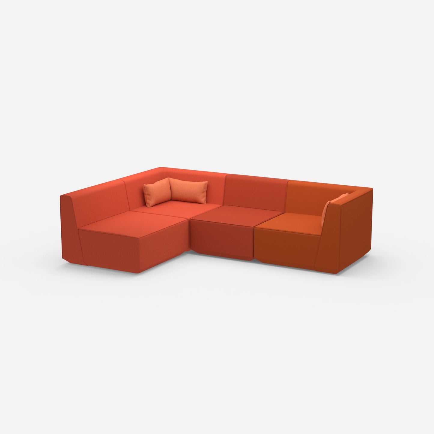 Modulares Sofa als Landschaft in Orange von der Seite