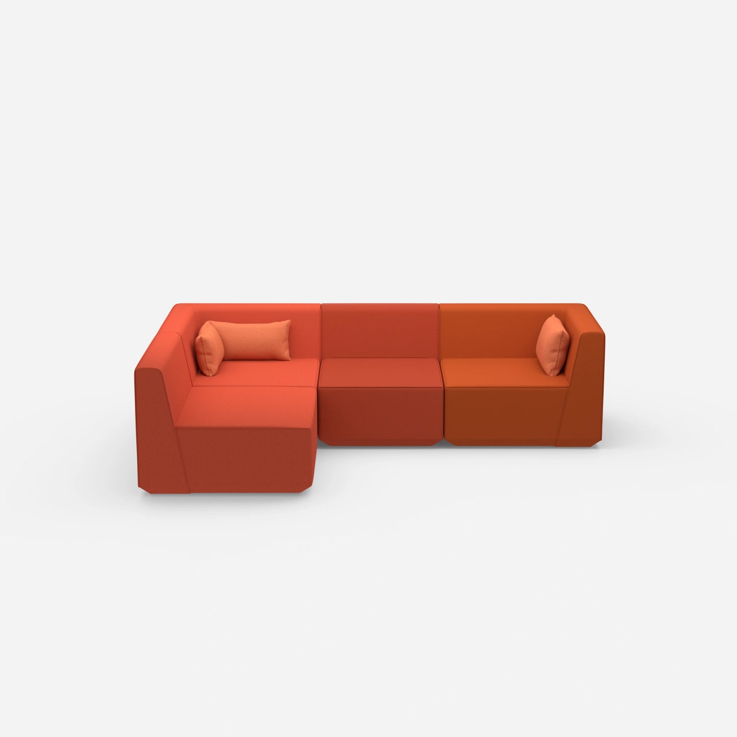 Modulares Sofa als Landschaft in Orange von vorne