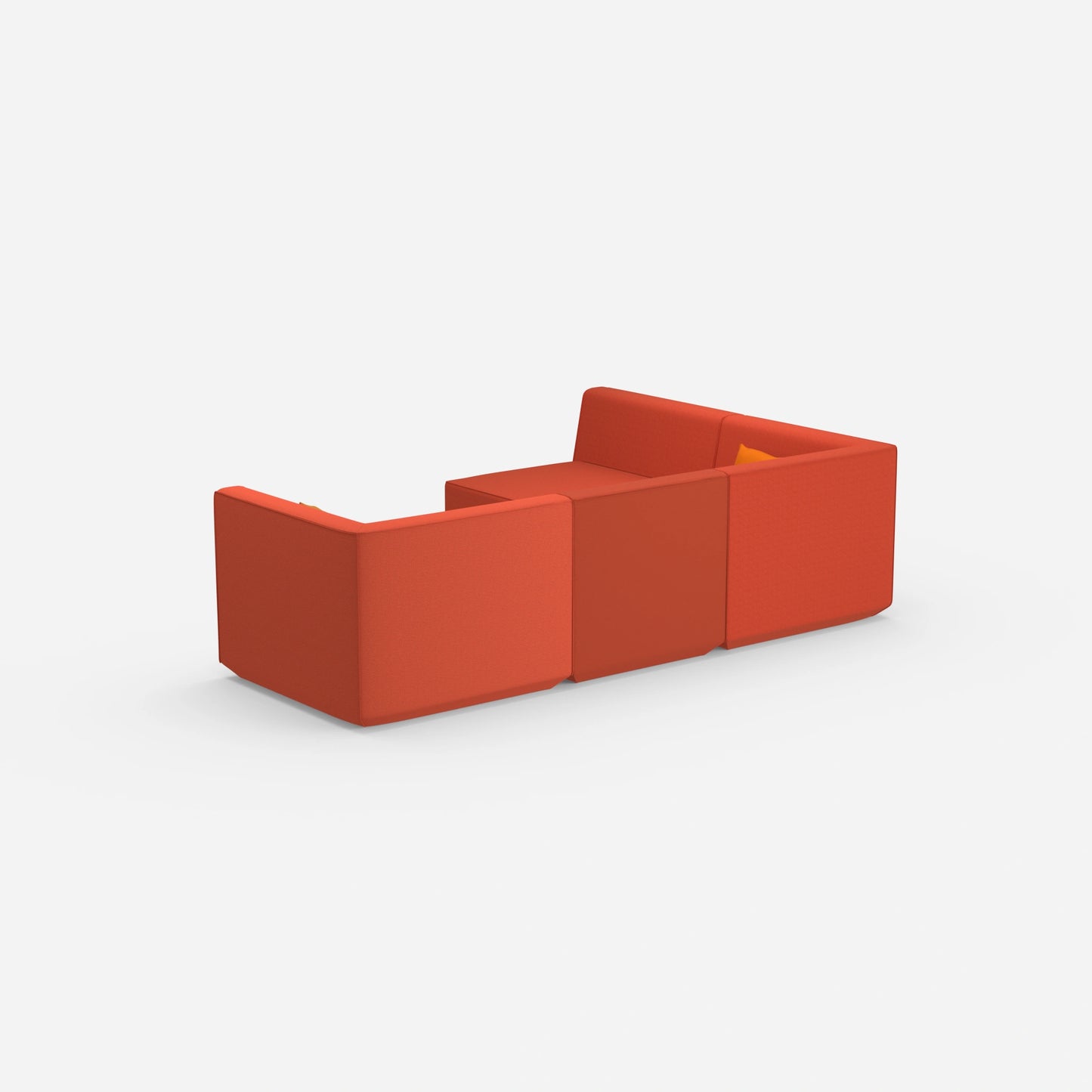 Modulares Sofa als Landschaft in Orange von hinten