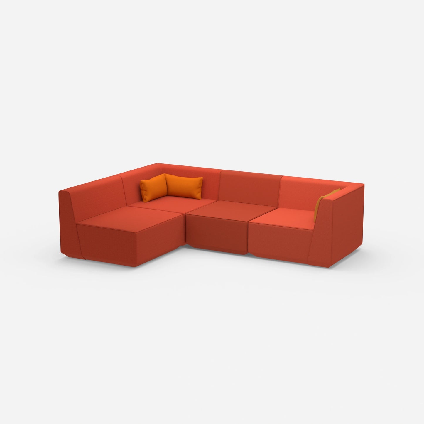 Modulares Sofa als Landschaft in Orange von der Seite