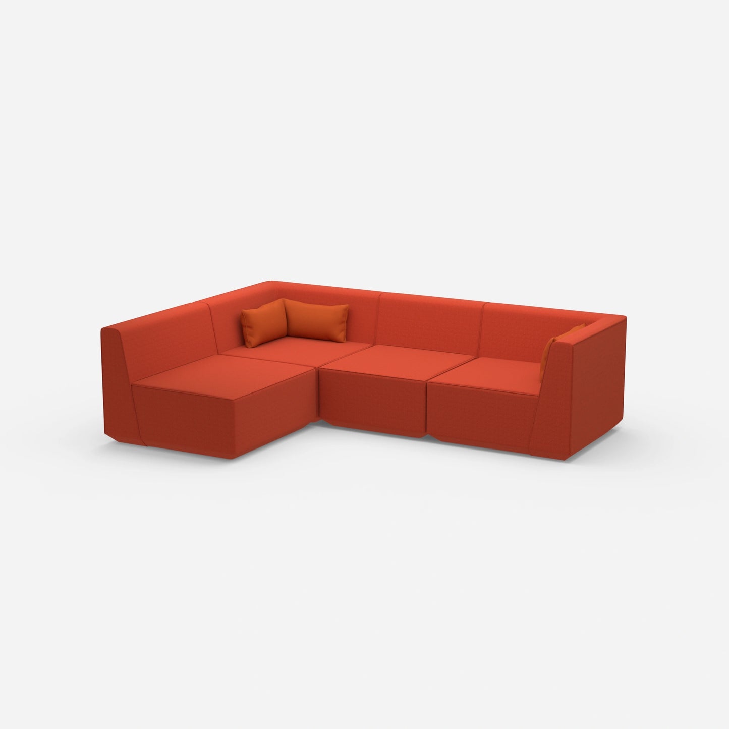 Modulares Sofa als Landschaft in Orange von der Seite