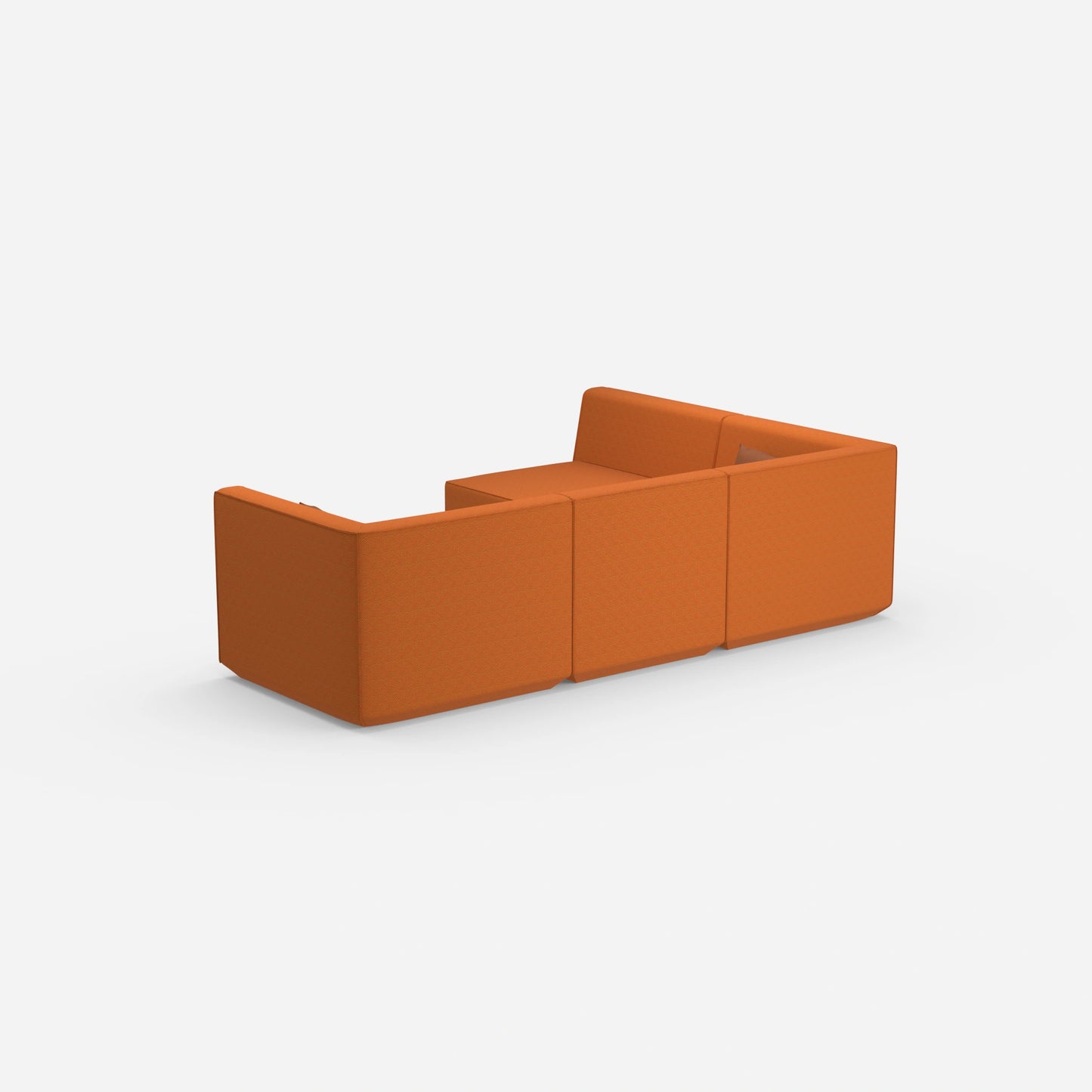 Modulares Sofa als Landschaft in Orange von hinten