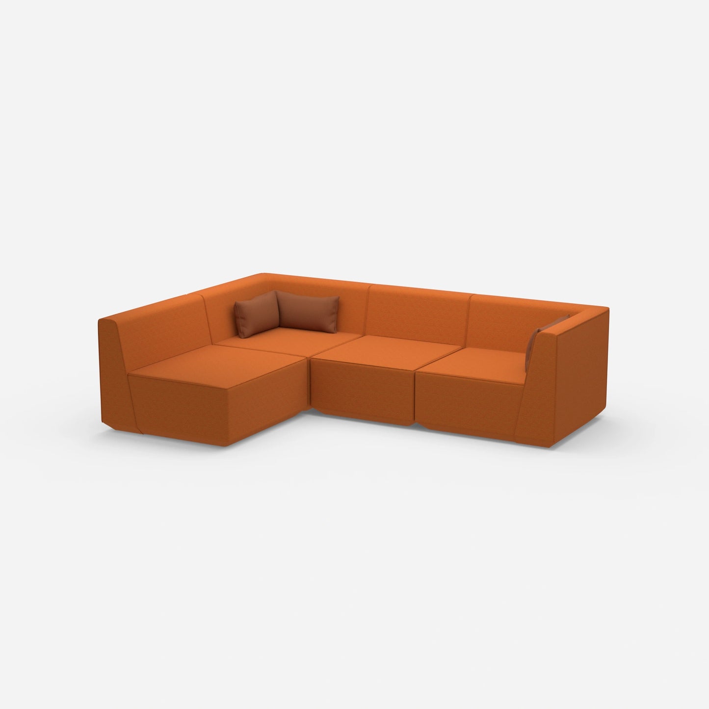 Modulares Sofa als Landschaft in Orange von der Seite
