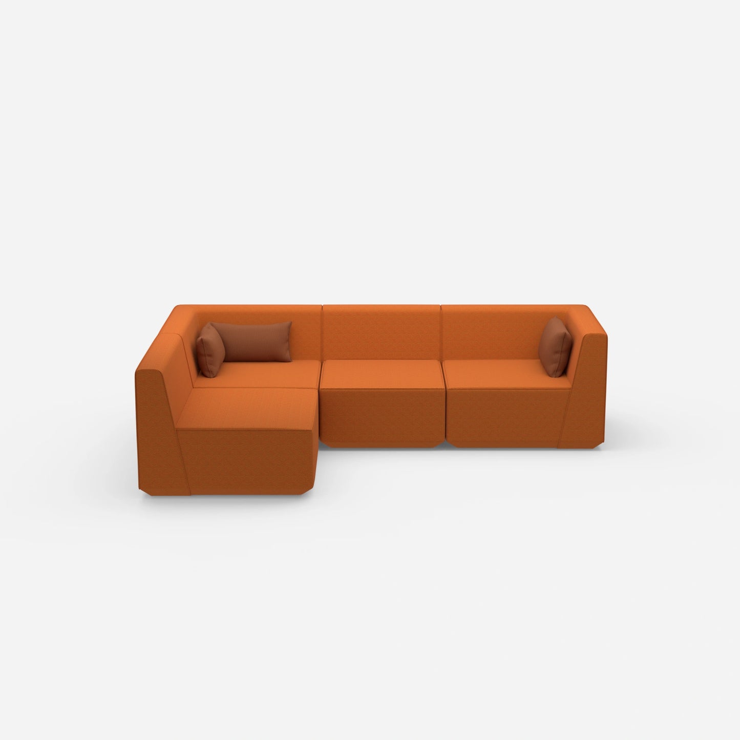 Modulares Sofa als Landschaft in Orange von vorne