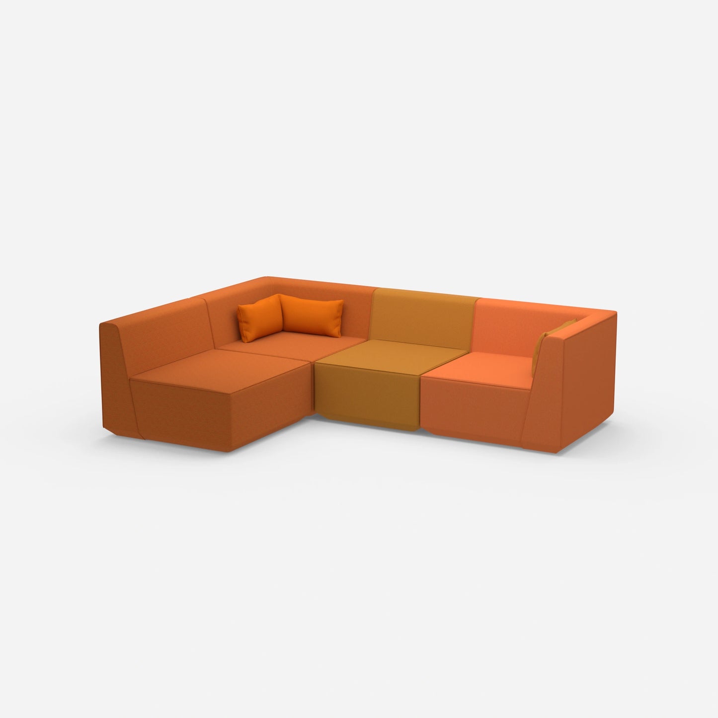 Modulares Sofa als Landschaft in Orange von der Seite