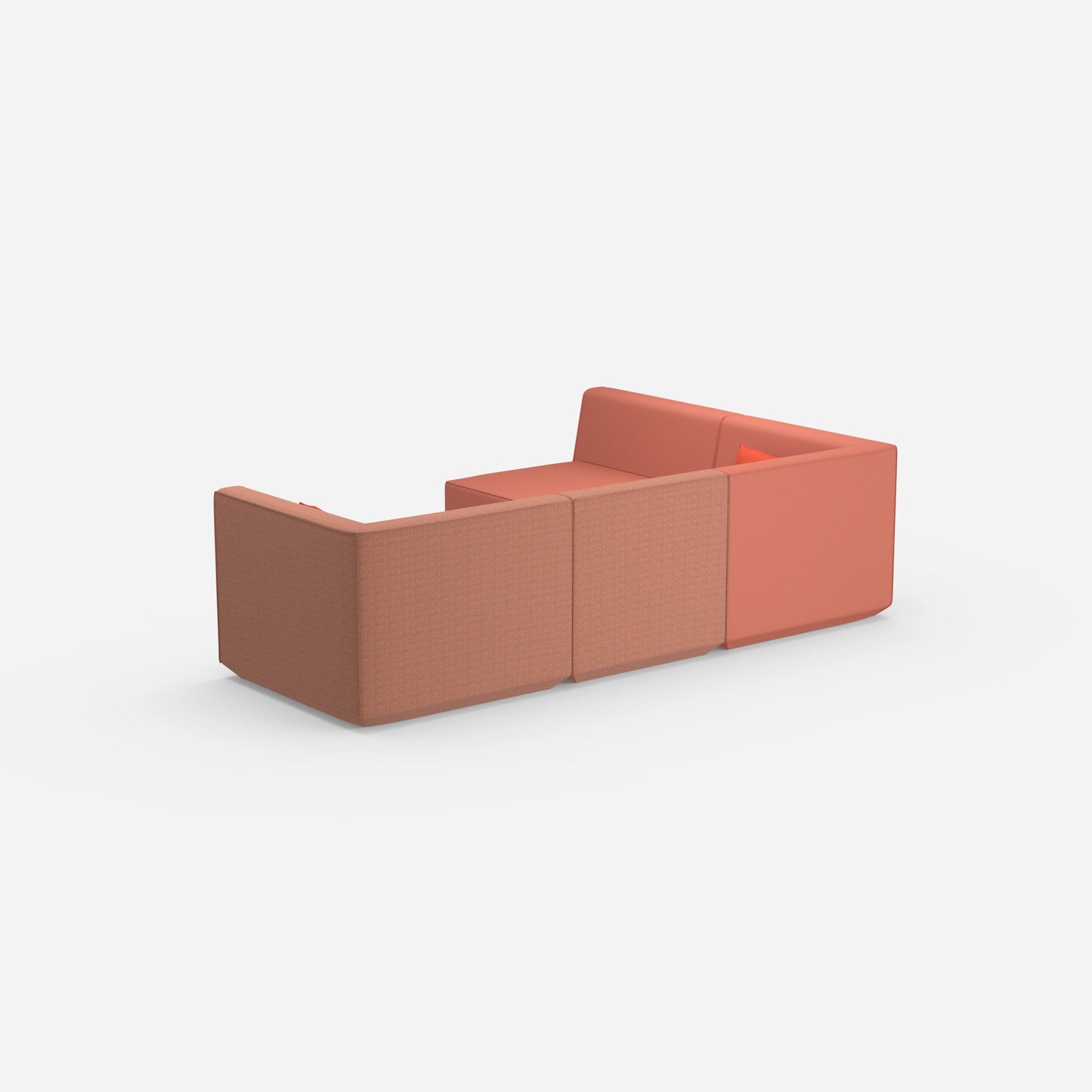 Modulares Sofa als Landschaft in Orange von hinten