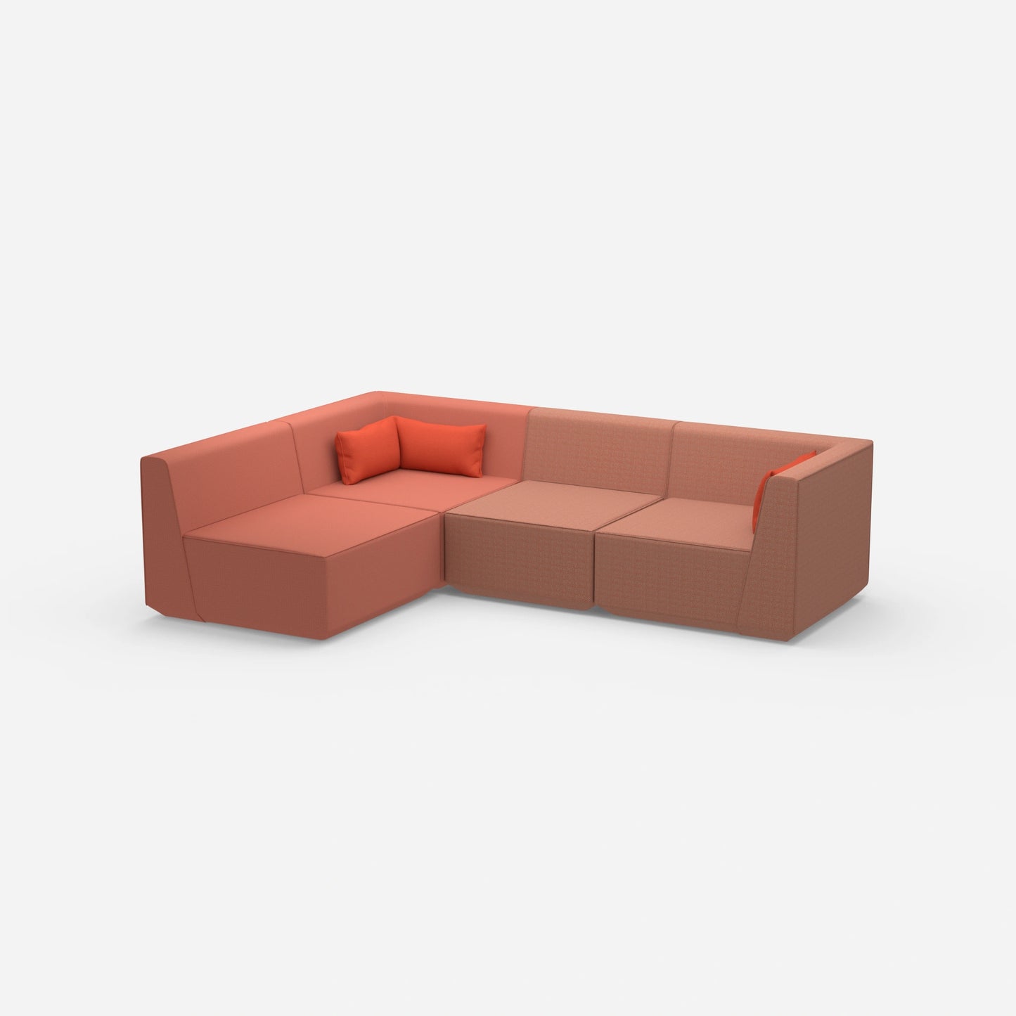 Modulares Sofa als Landschaft in Orange von der Seite
